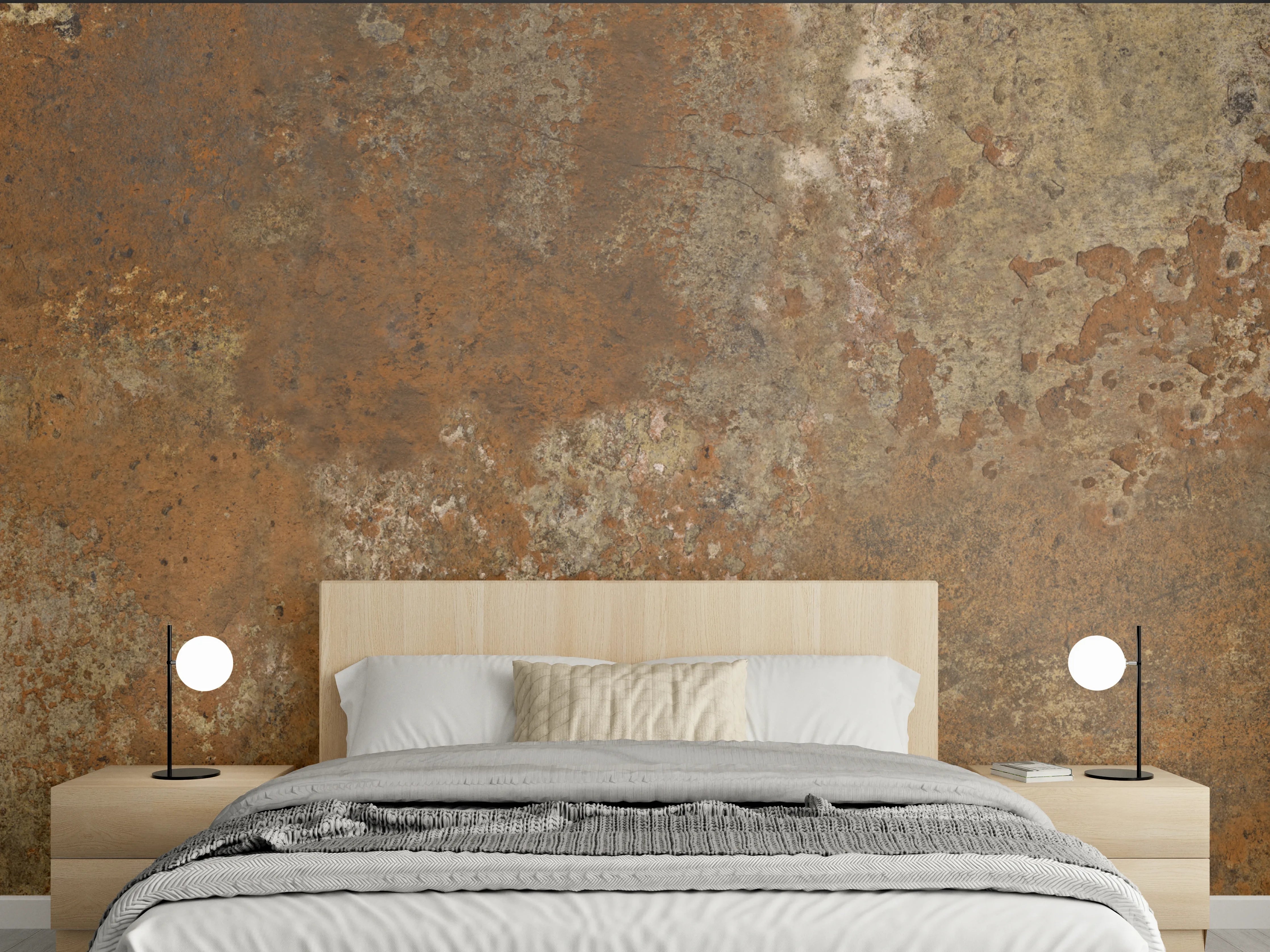 Wandverkleidung Schlafzimmer - Gerösteter Metalltextur