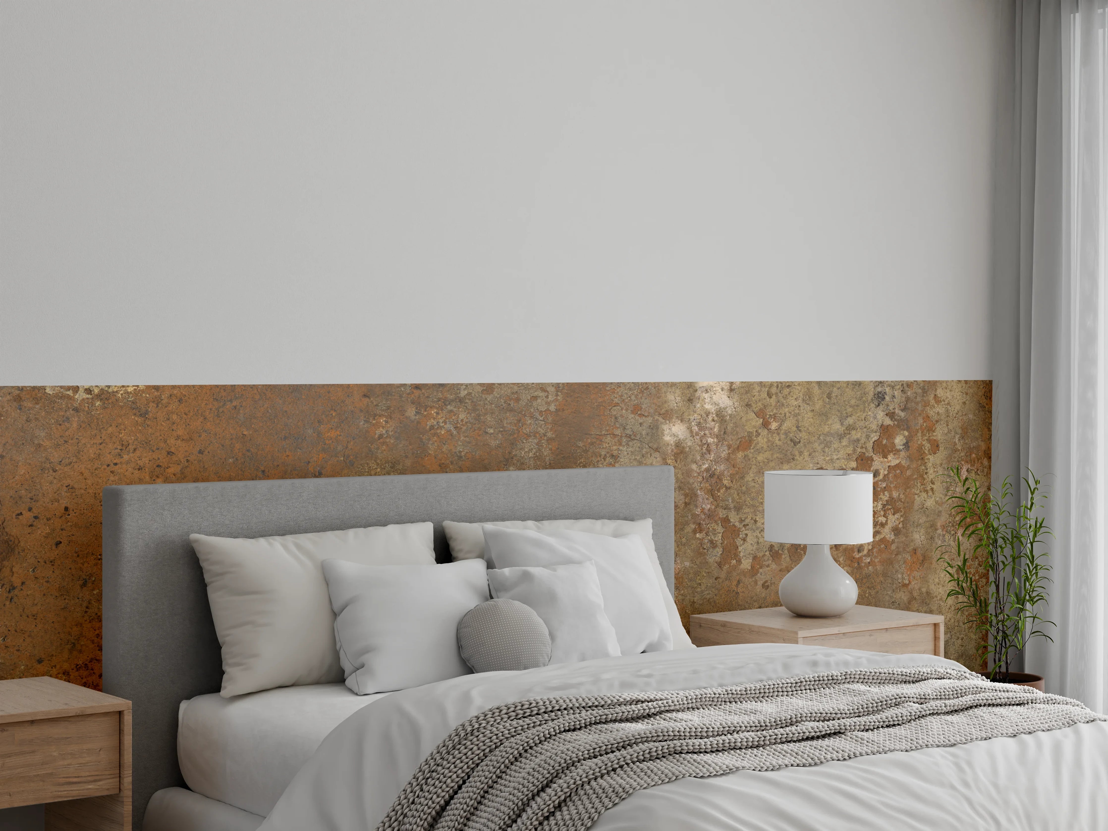 Wandverkleidung Schlafzimmer - Gerösteter Metalltextur