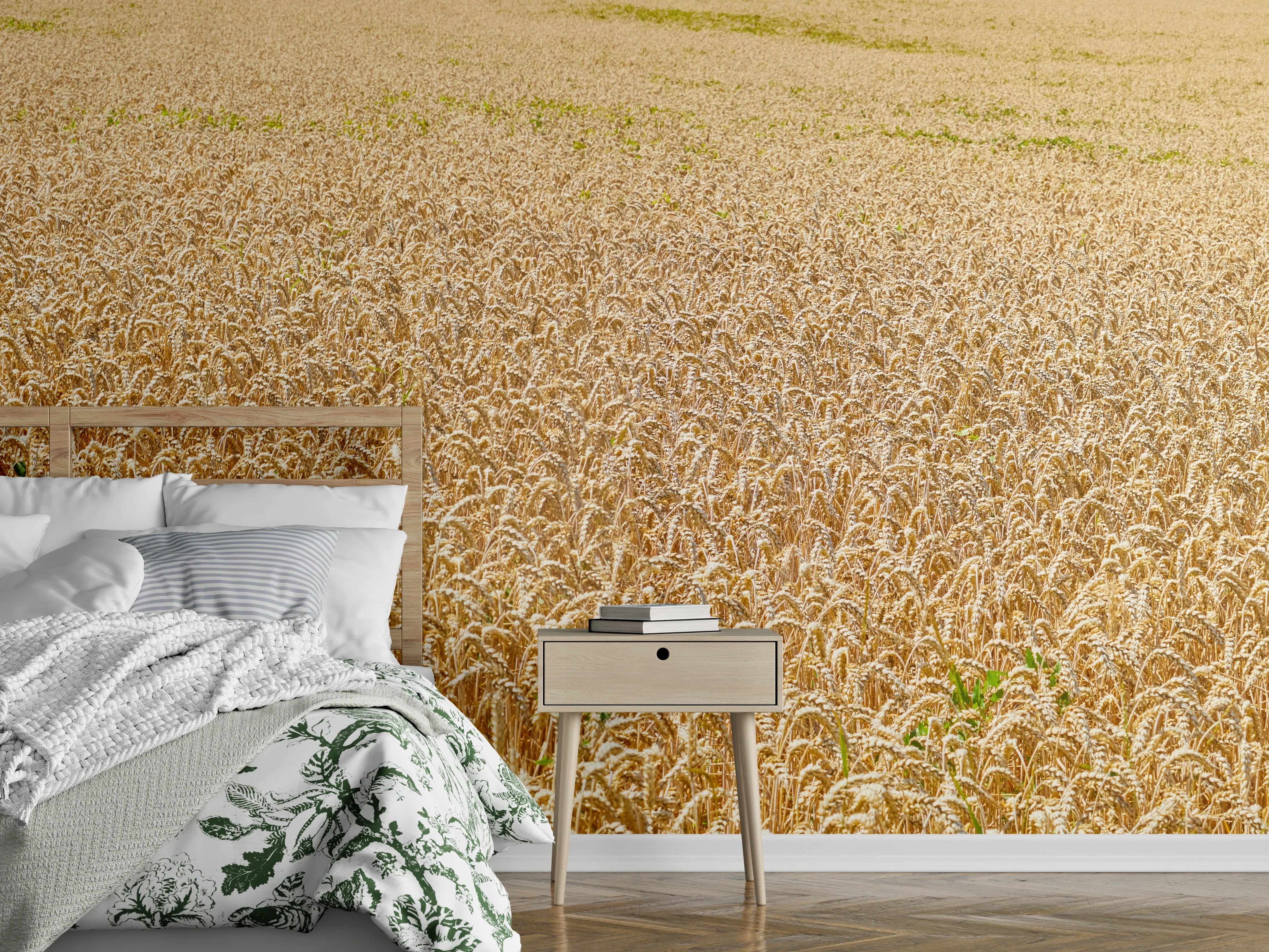 Wandverkleidung Schlafzimmer - Getreidefeld - Panoramabild