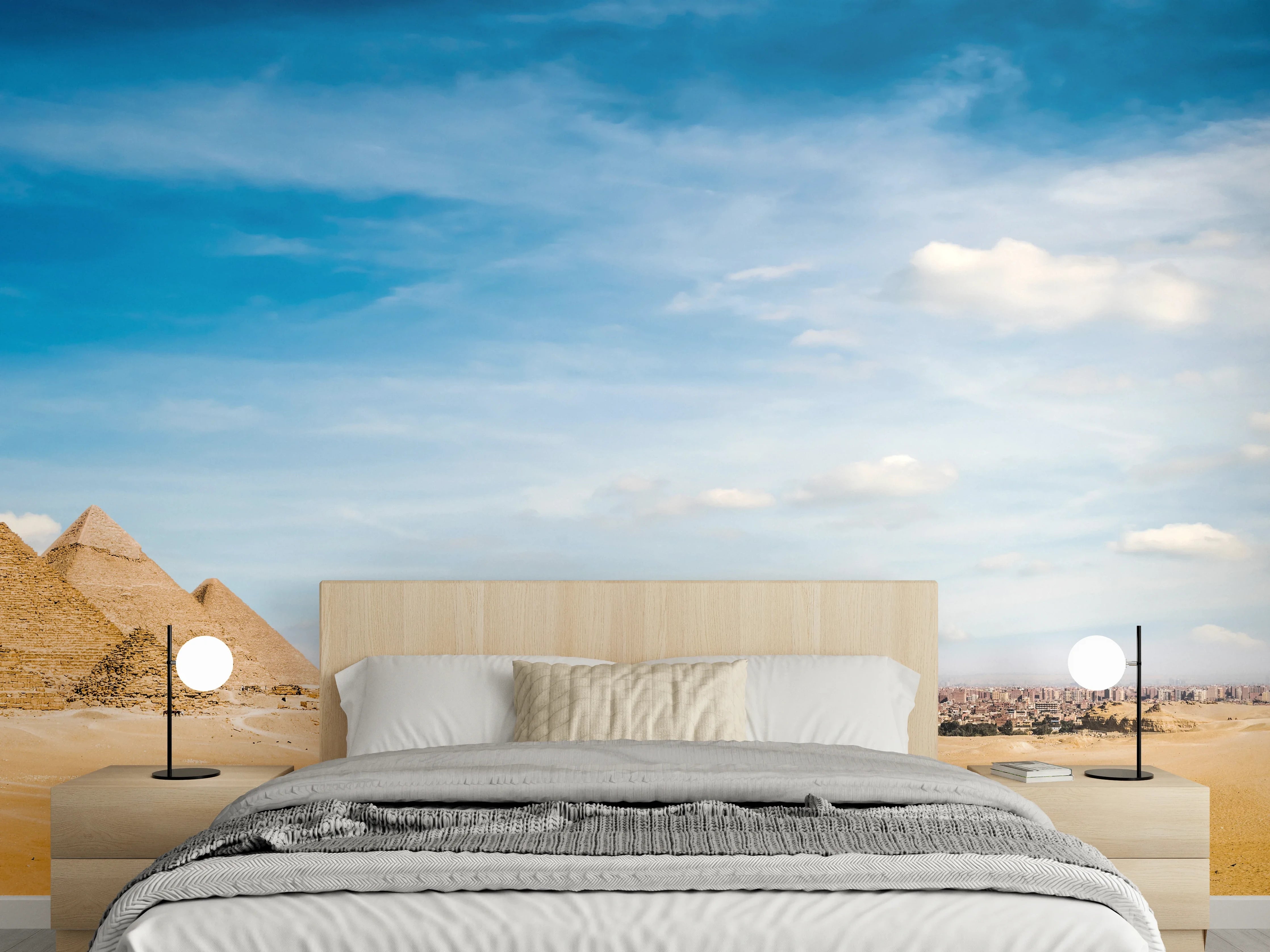 Wandverkleidung Schlafzimmer - Gizeh-Pyramiden Panorama