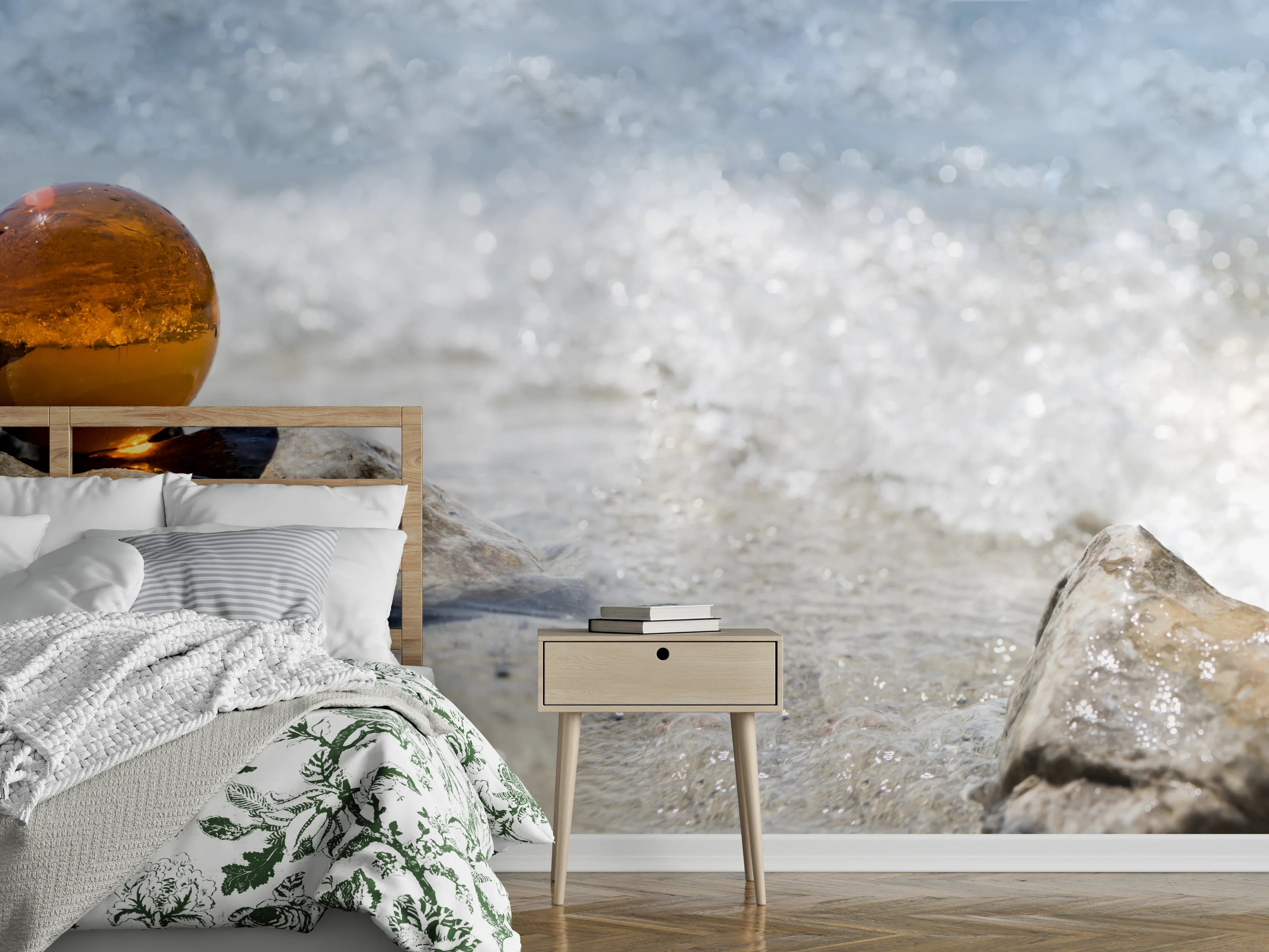 Wandverkleidung Schlafzimmer - Glaskugel am Strand