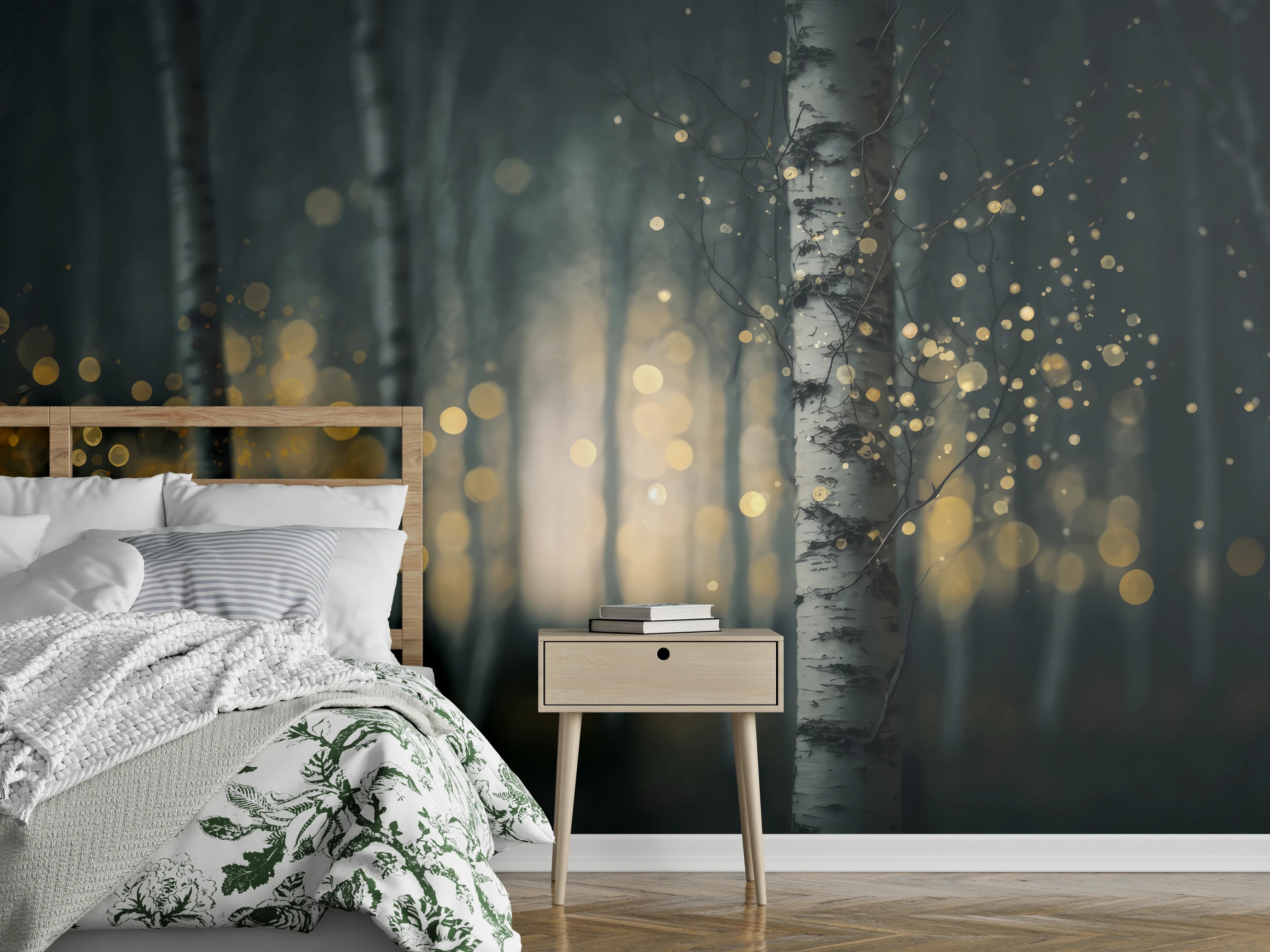 Wandverkleidung Schlafzimmer - Glühender Magischer Wald