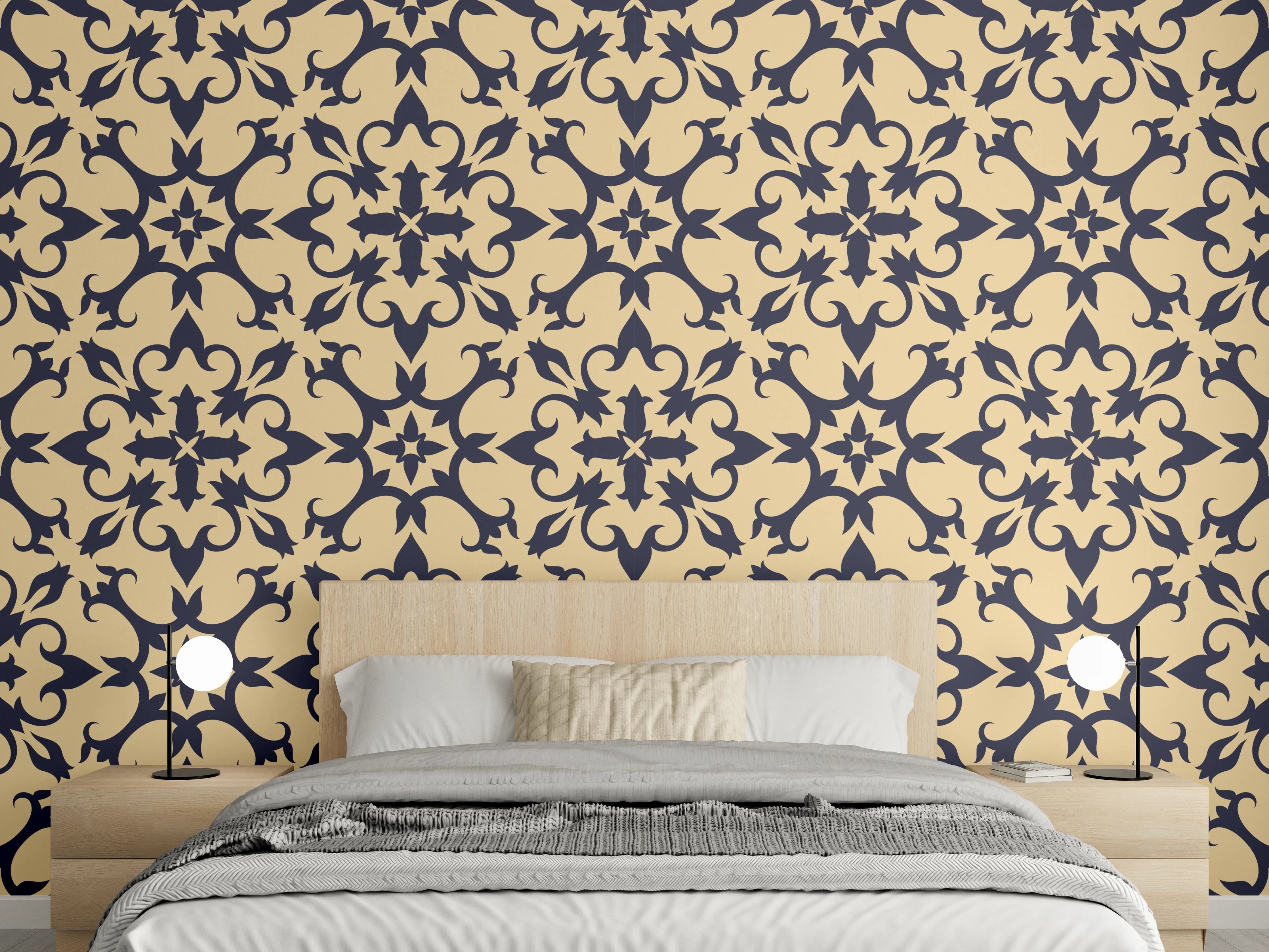 Wandverkleidung Schlafzimmer - Gold-Schwarz Geometrisches Muster
