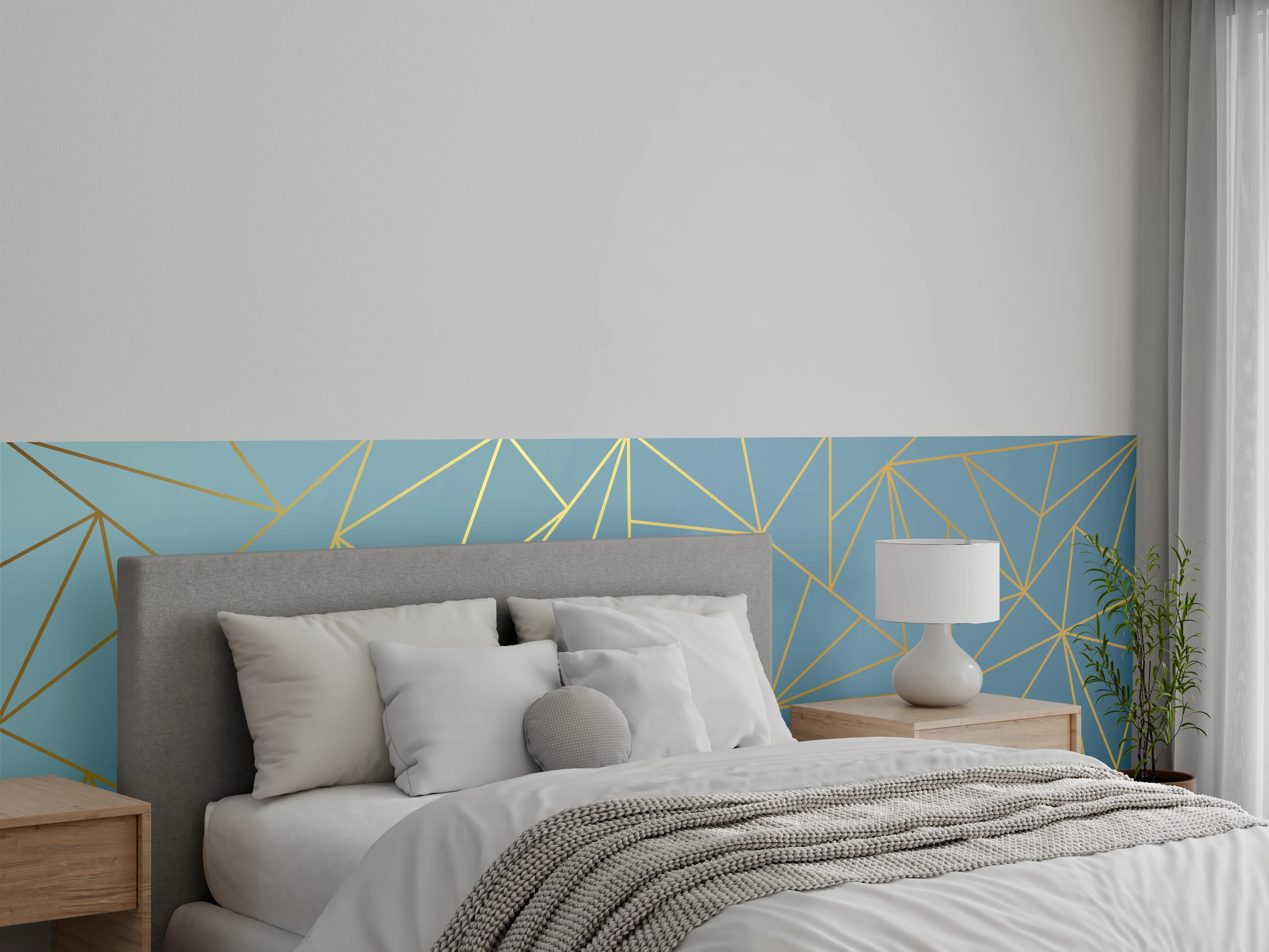Wandverkleidung Schlafzimmer - GoldLine Geometrische Kunst