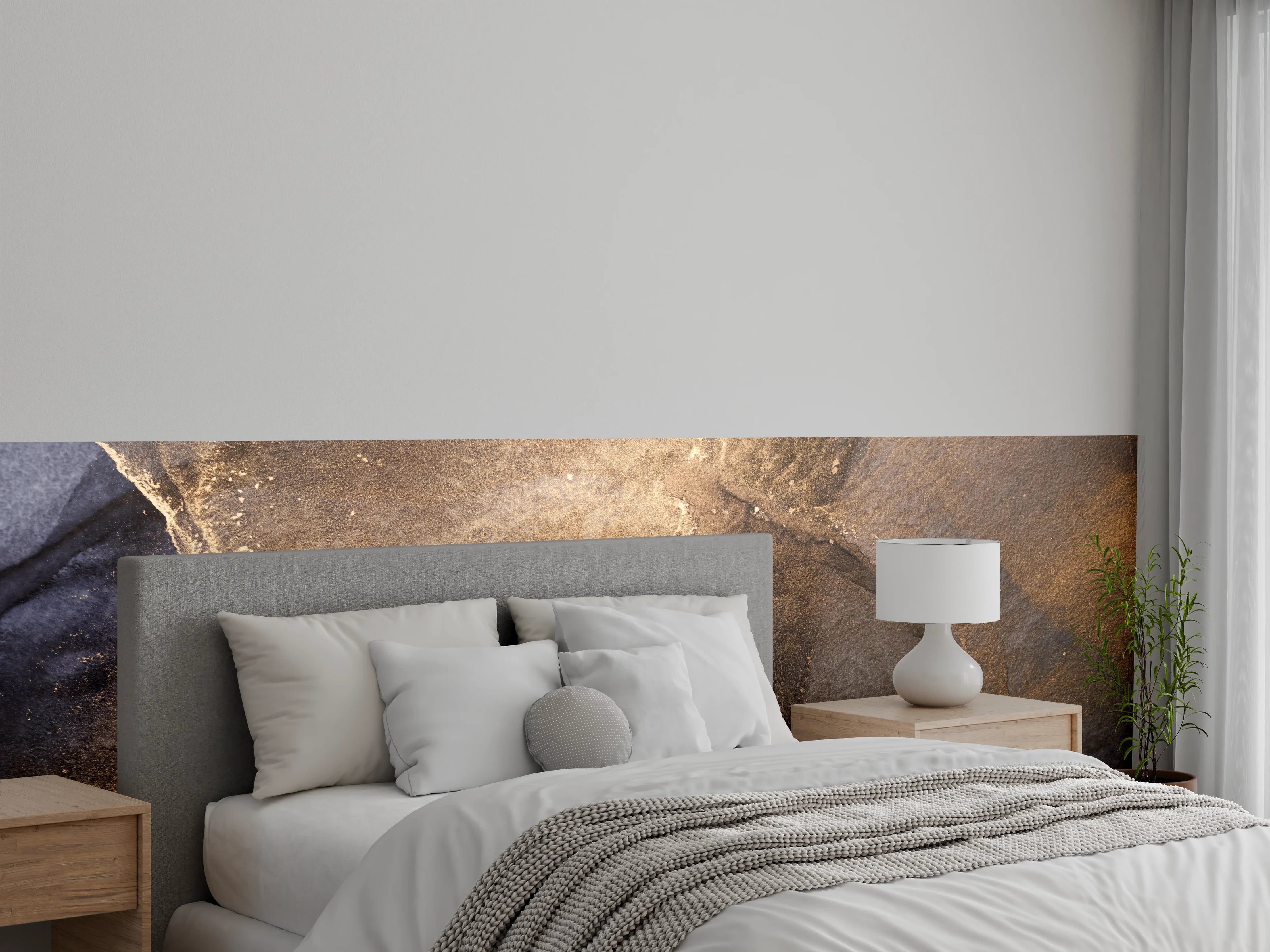 Wandverkleidung Schlafzimmer - Goldbrauner Schiefer in edler Optik