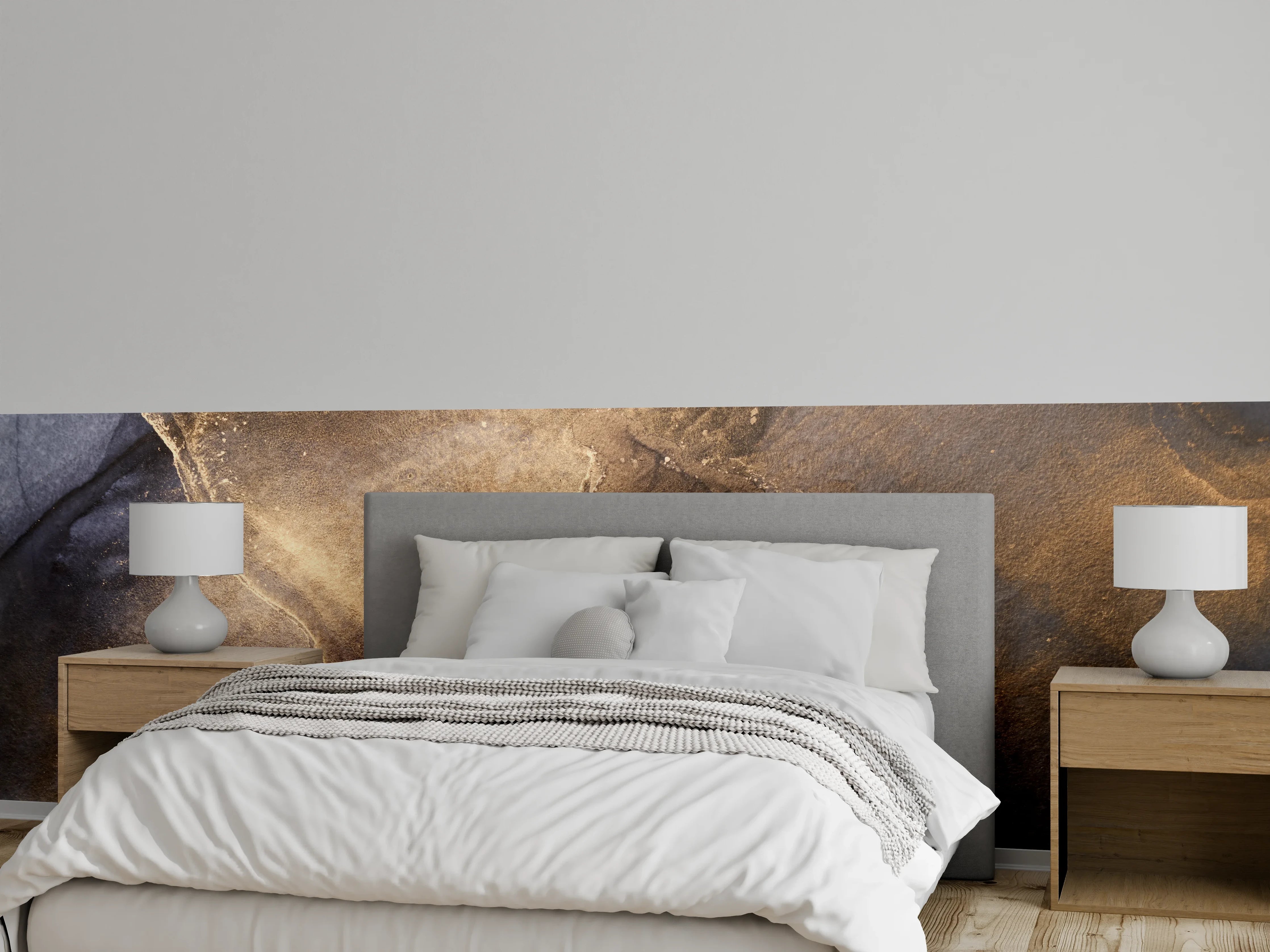 Wandverkleidung Schlafzimmer - Goldbrauner Schiefer in edler Optik