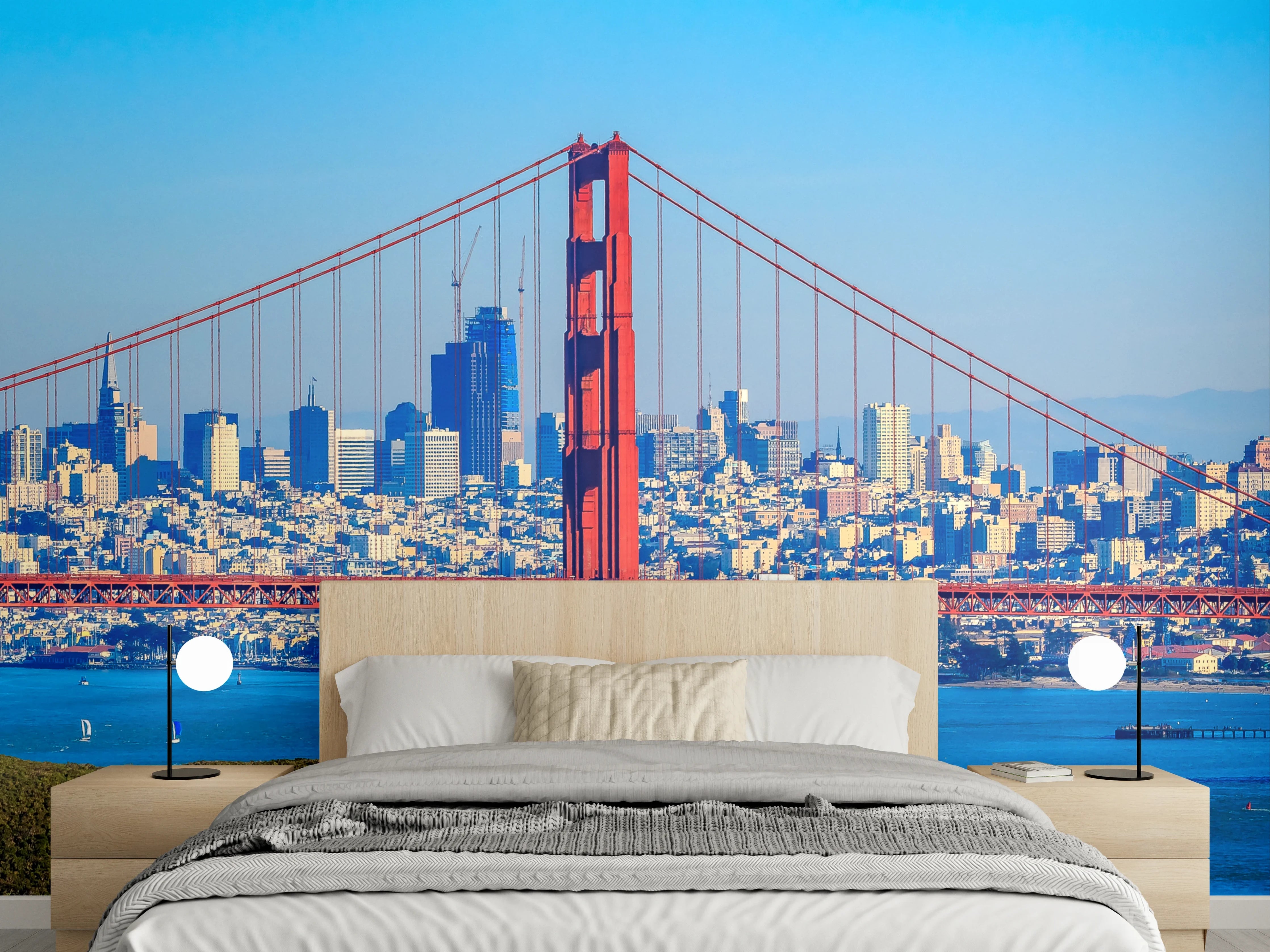 Wandverkleidung Schlafzimmer - Golden Gate Bridge Panorama Skyline