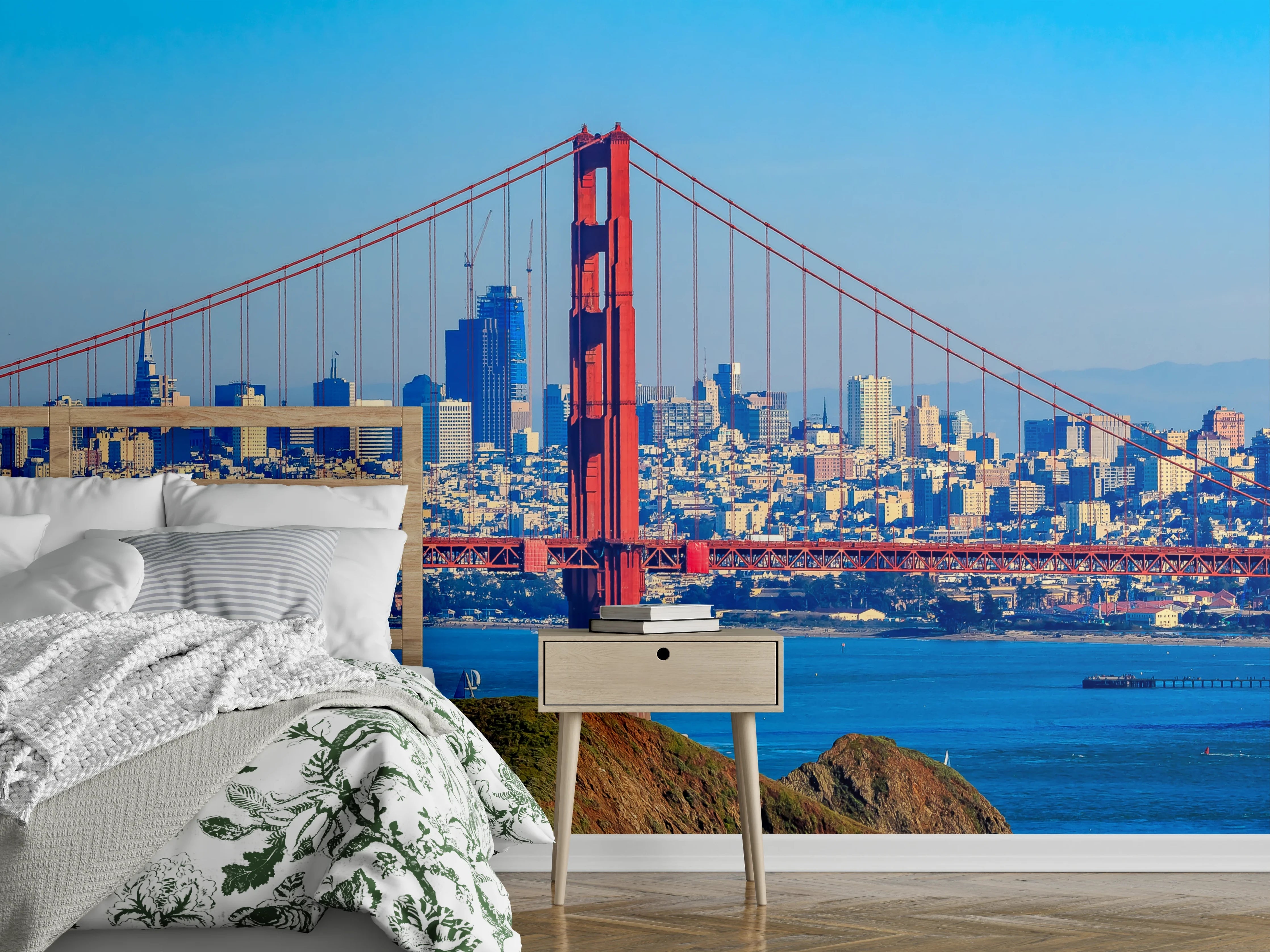 Wandverkleidung Schlafzimmer - Golden Gate Bridge Panorama Skyline