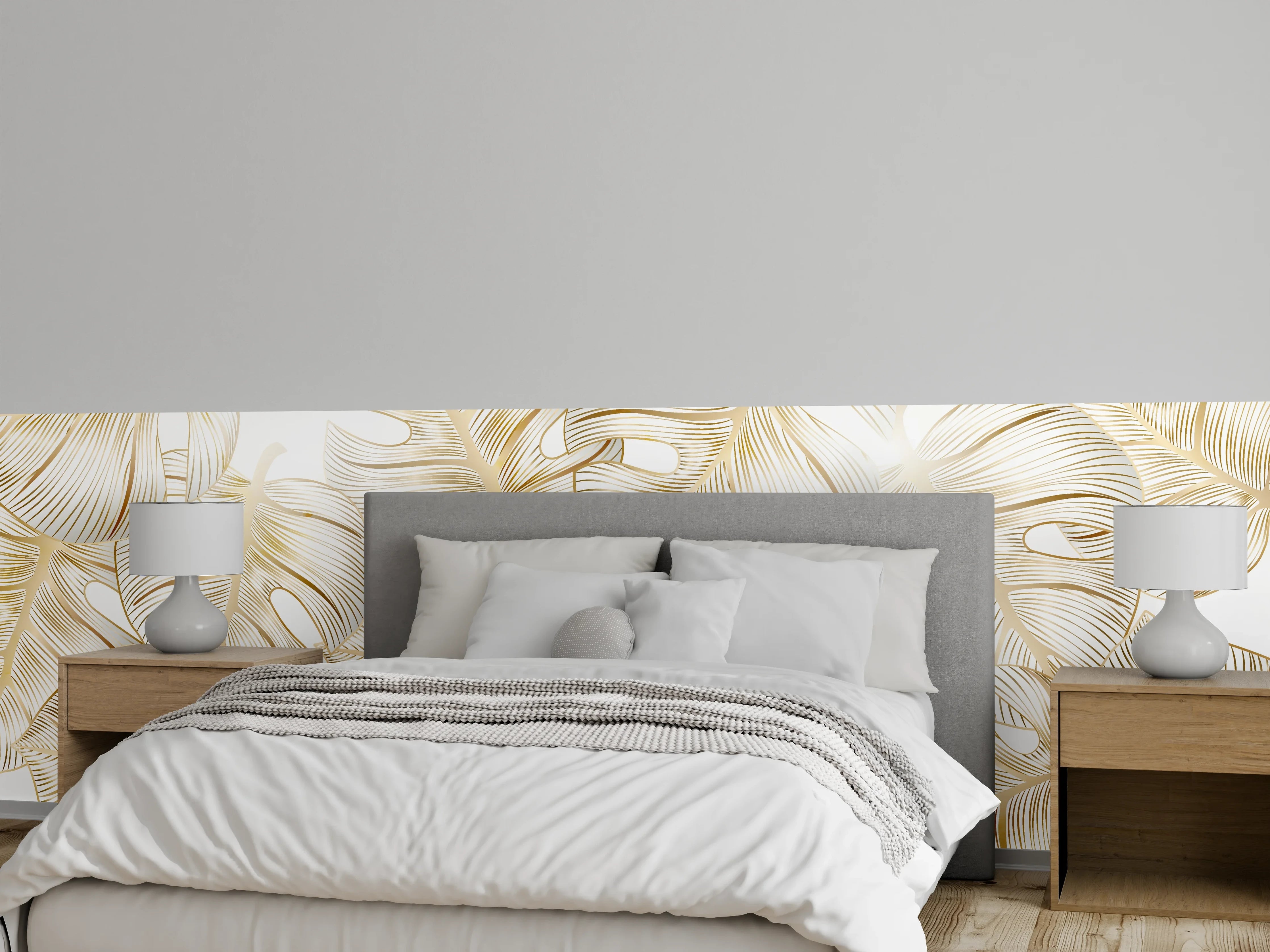 Wandverkleidung Schlafzimmer - Goldene Blattadern Struktur