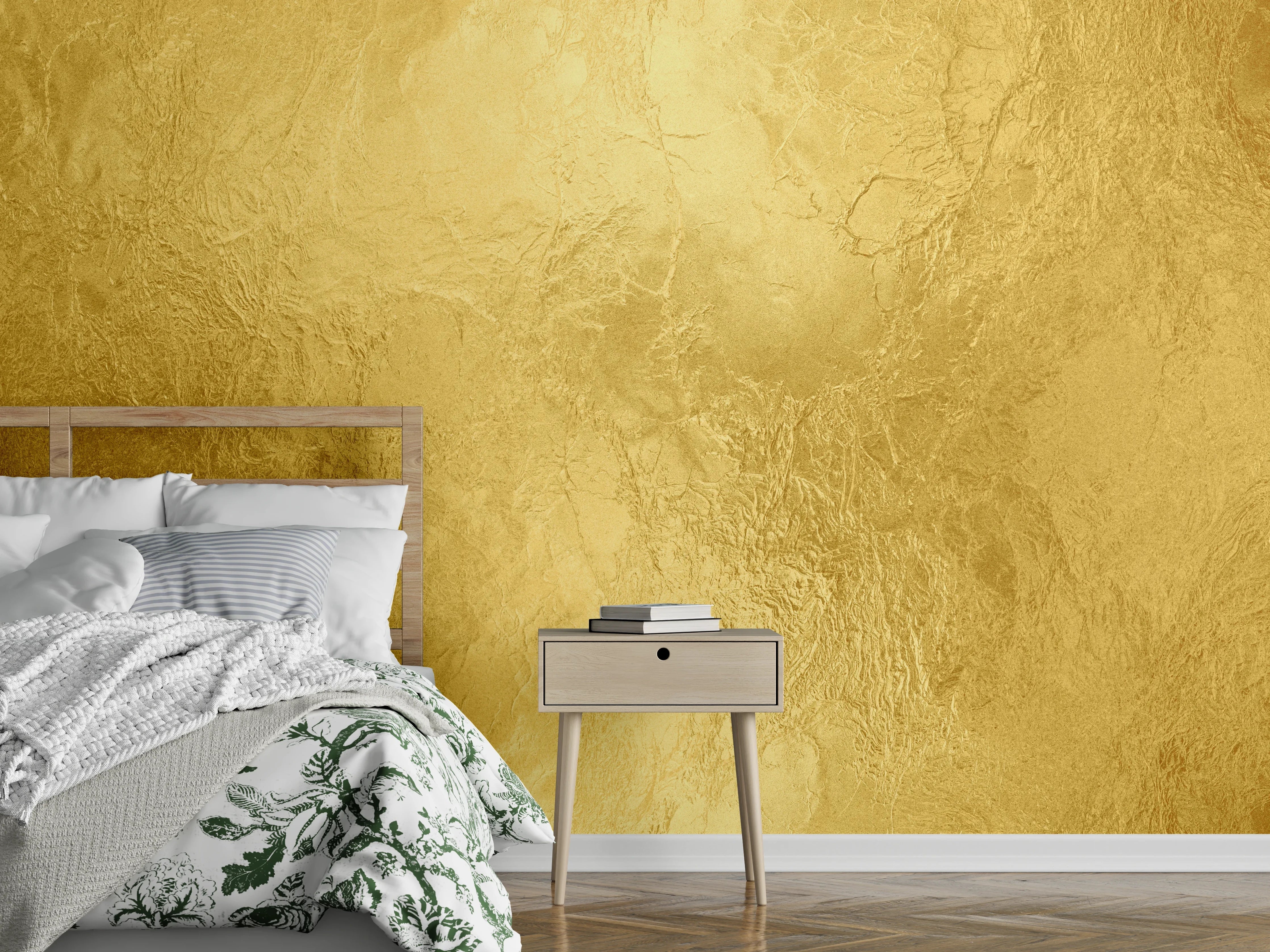 Wandverkleidung Schlafzimmer - Goldene Marmoroptik Traumhafte Strukturen