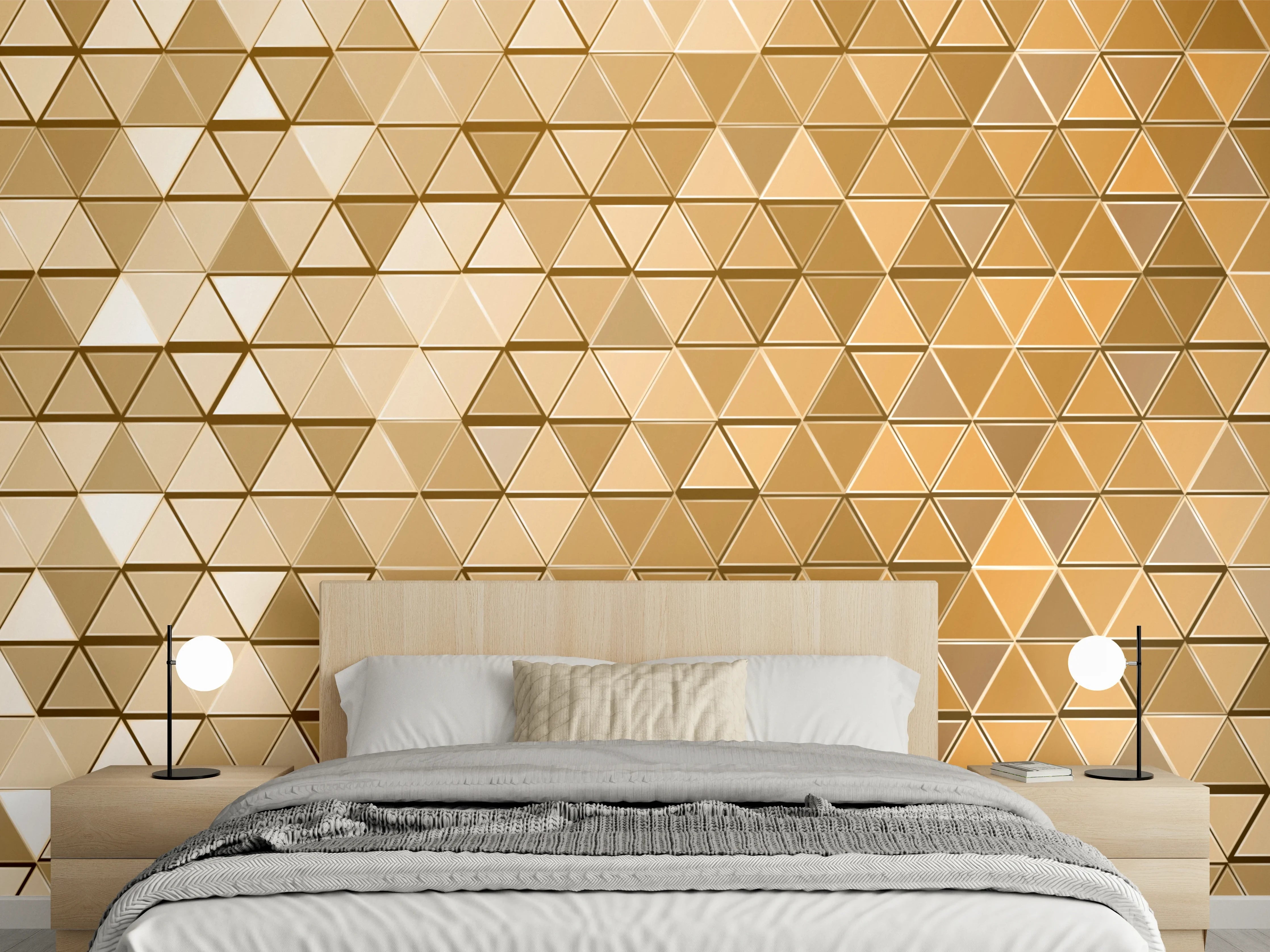 Wandverkleidung Schlafzimmer - Goldene Metall-Mosaikstruktur