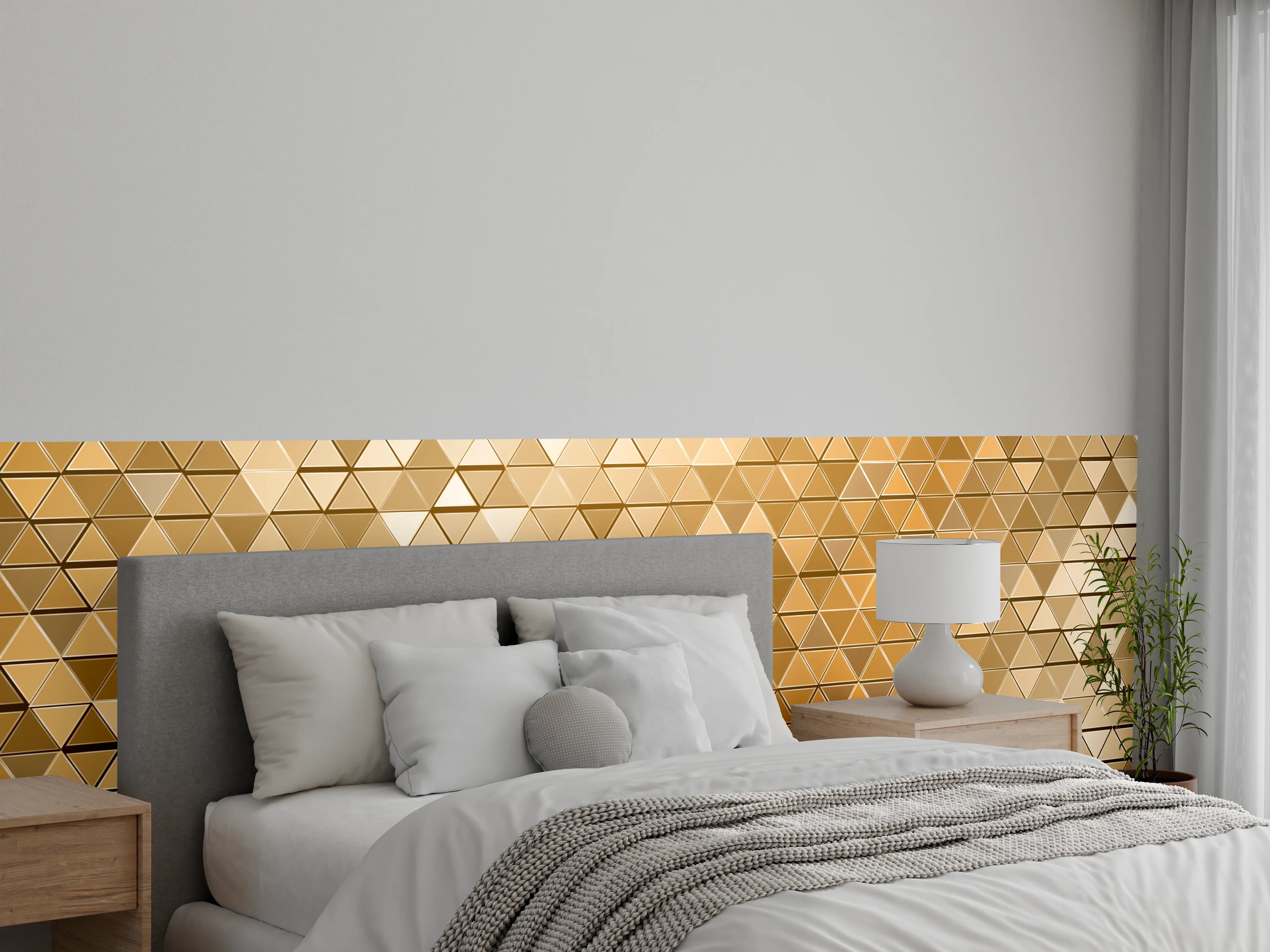 Wandverkleidung Schlafzimmer - Goldene Metall-Mosaikstruktur