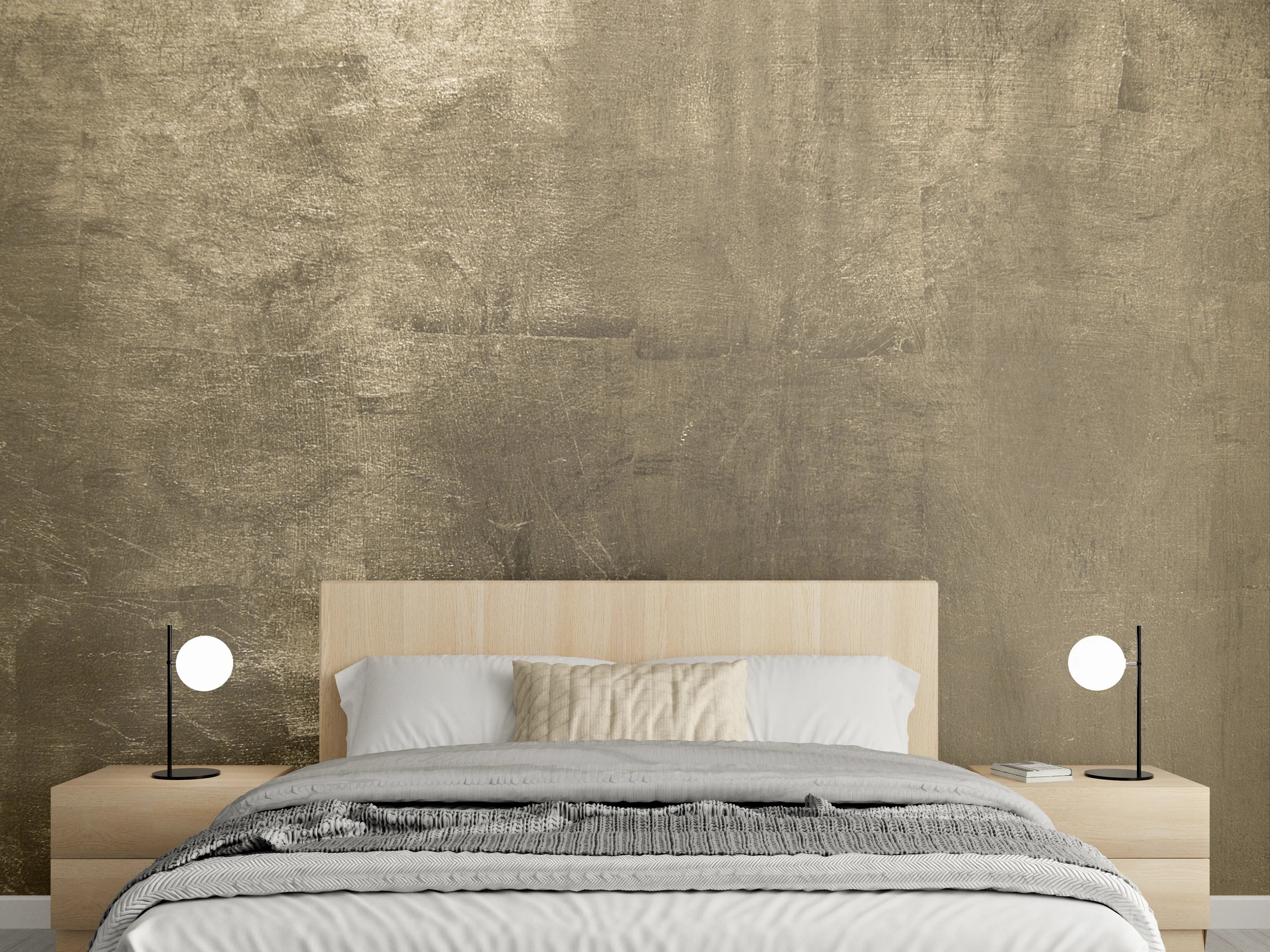 Wandverkleidung Schlafzimmer - Goldene Metallic-Oberfläche für Wandgestaltung