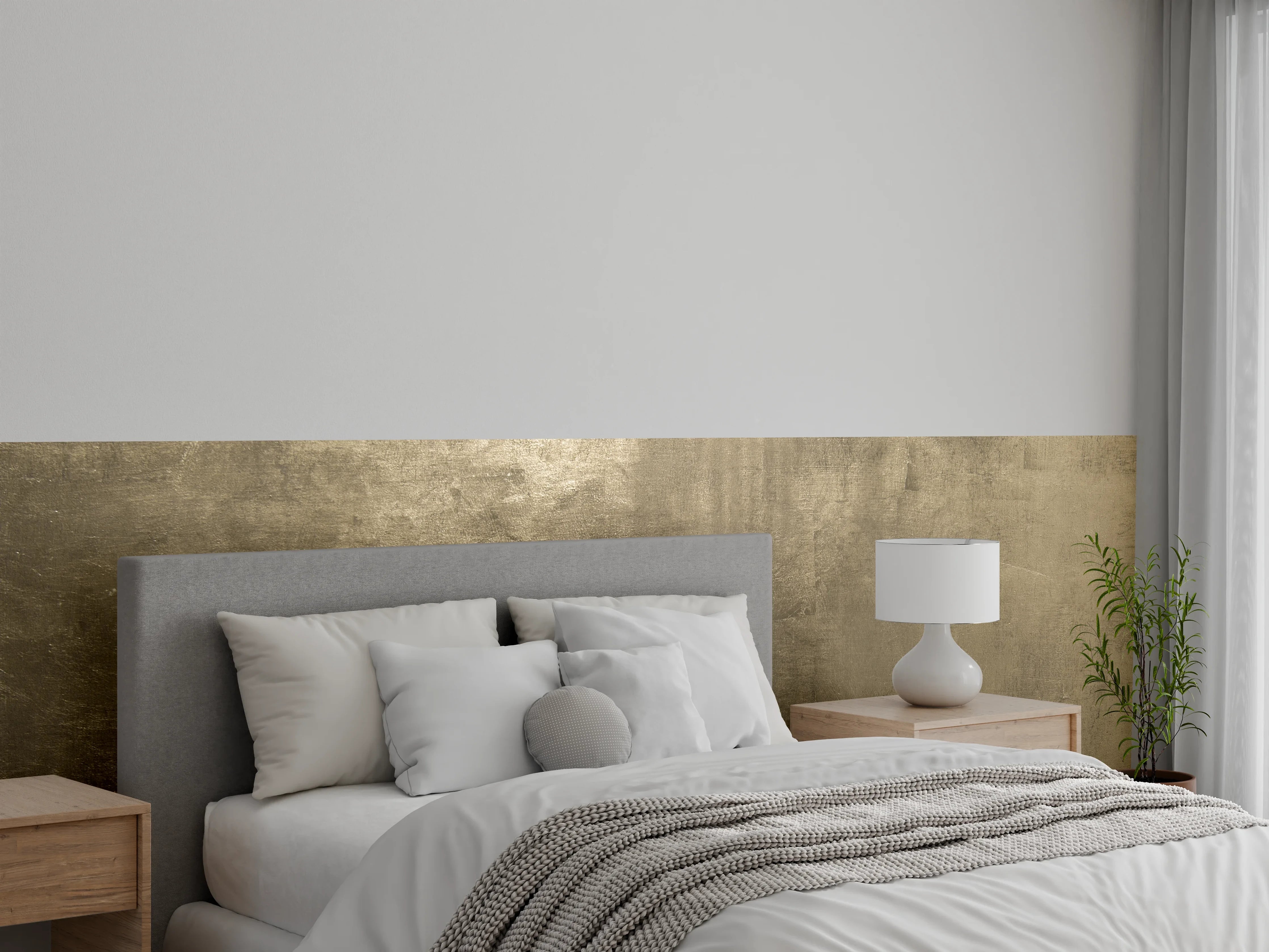 Wandverkleidung Schlafzimmer - Goldene Metallic-Oberfläche für Wandgestaltung