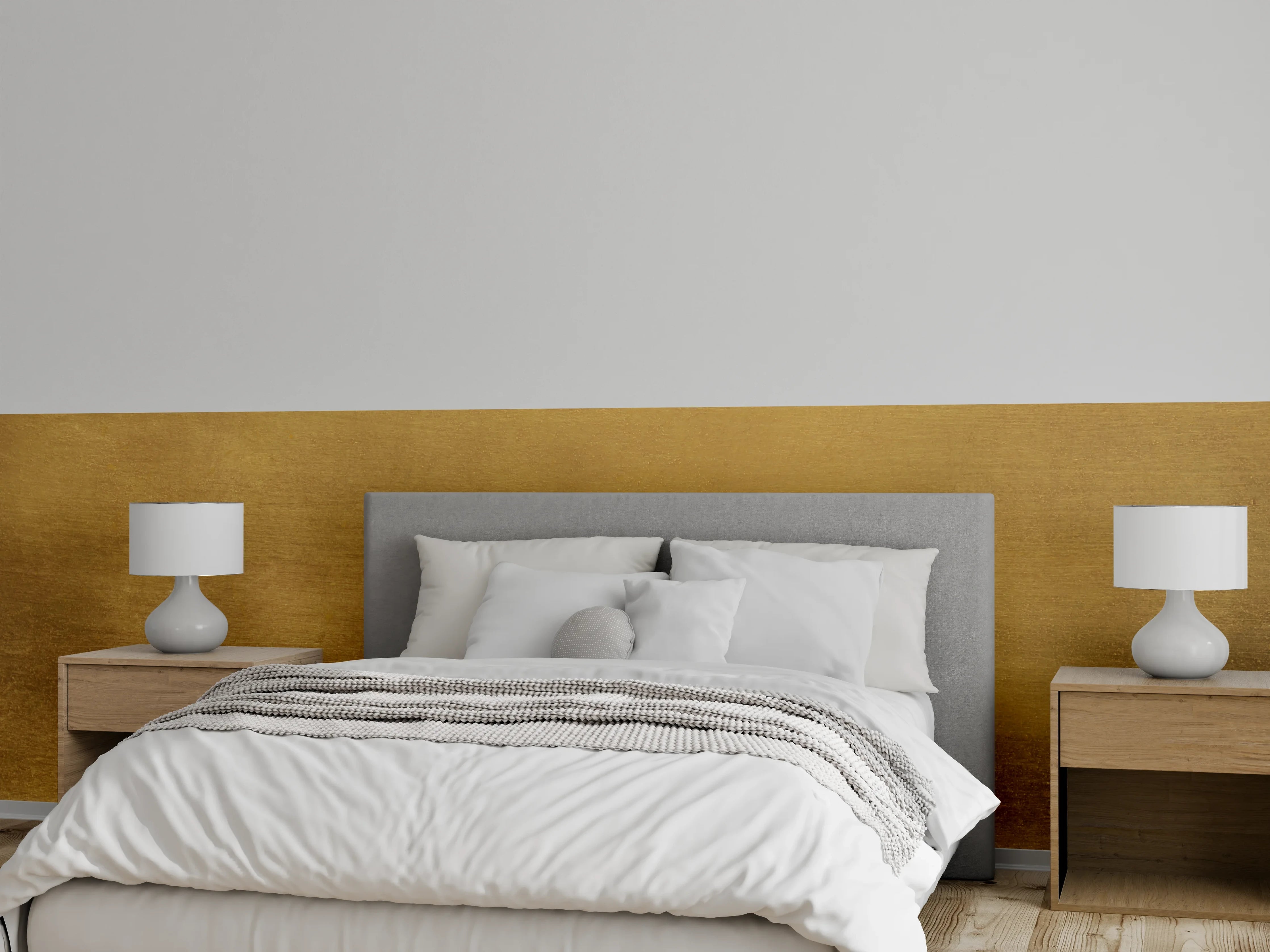 Wandverkleidung Schlafzimmer - Goldene Metallstruktur Luxusoptik