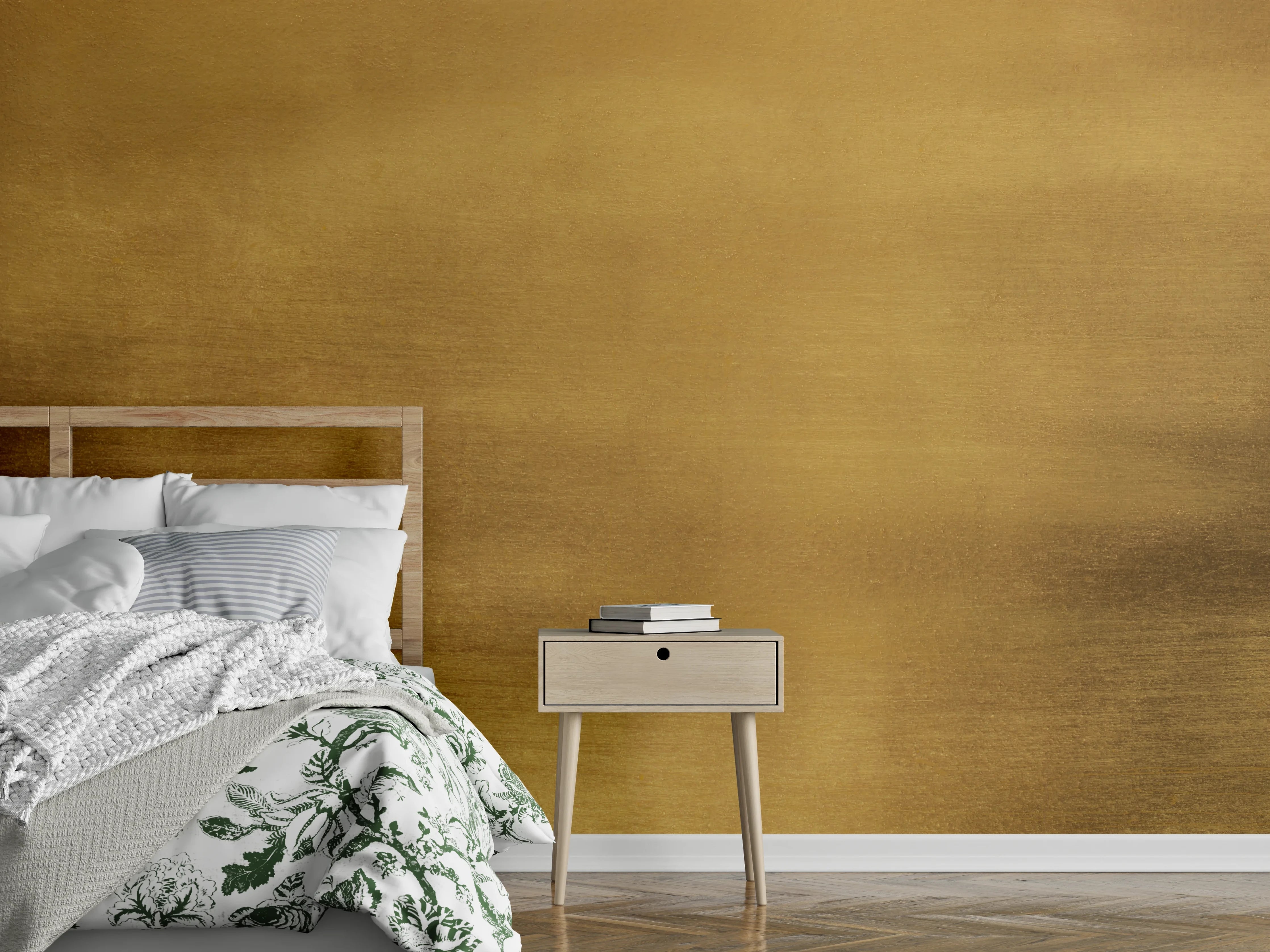 Wandverkleidung Schlafzimmer - Goldene Metallstruktur Luxusoptik