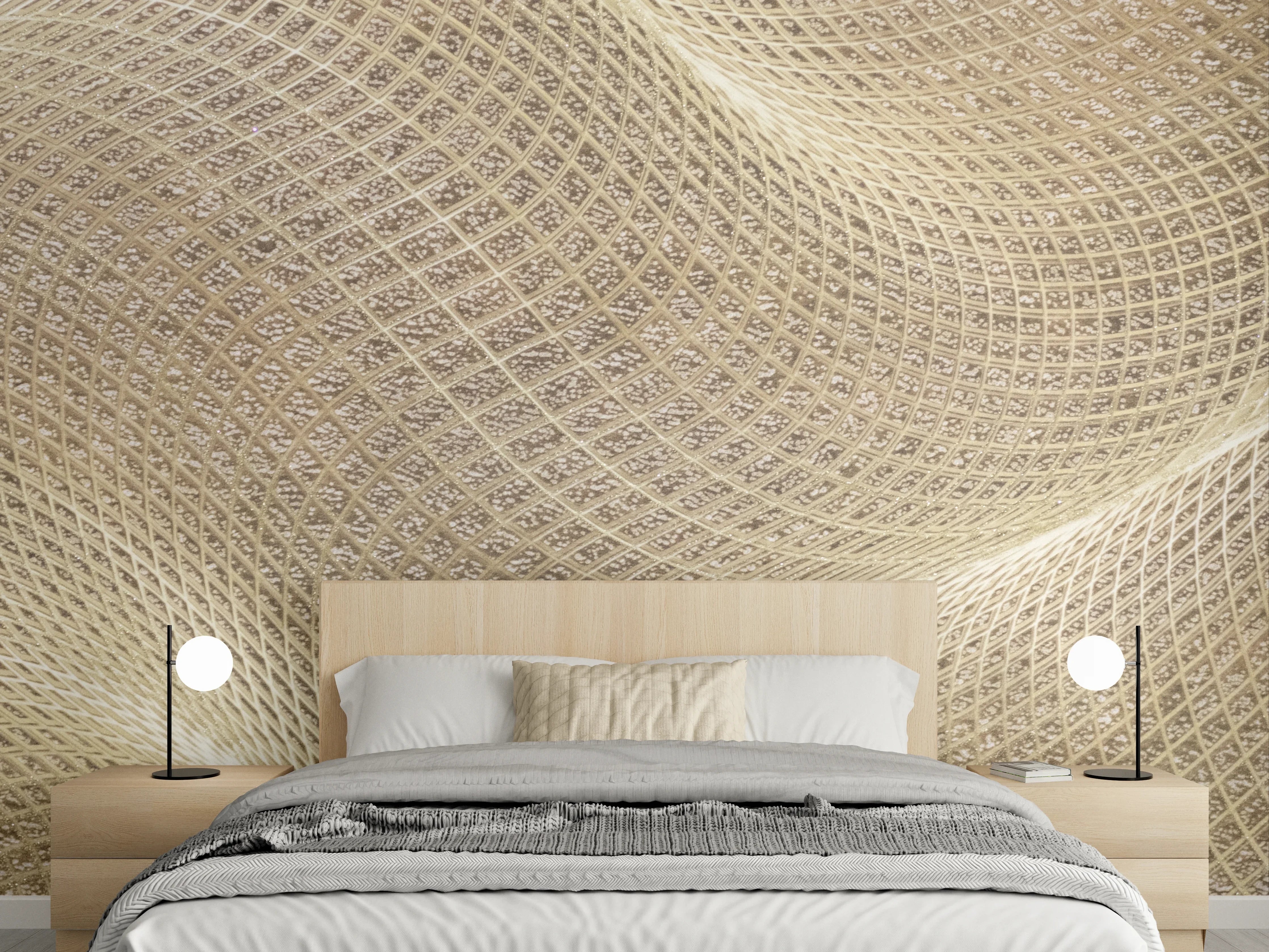 Wandverkleidung Schlafzimmer - Goldene Sandtextur mit feinen Mustern