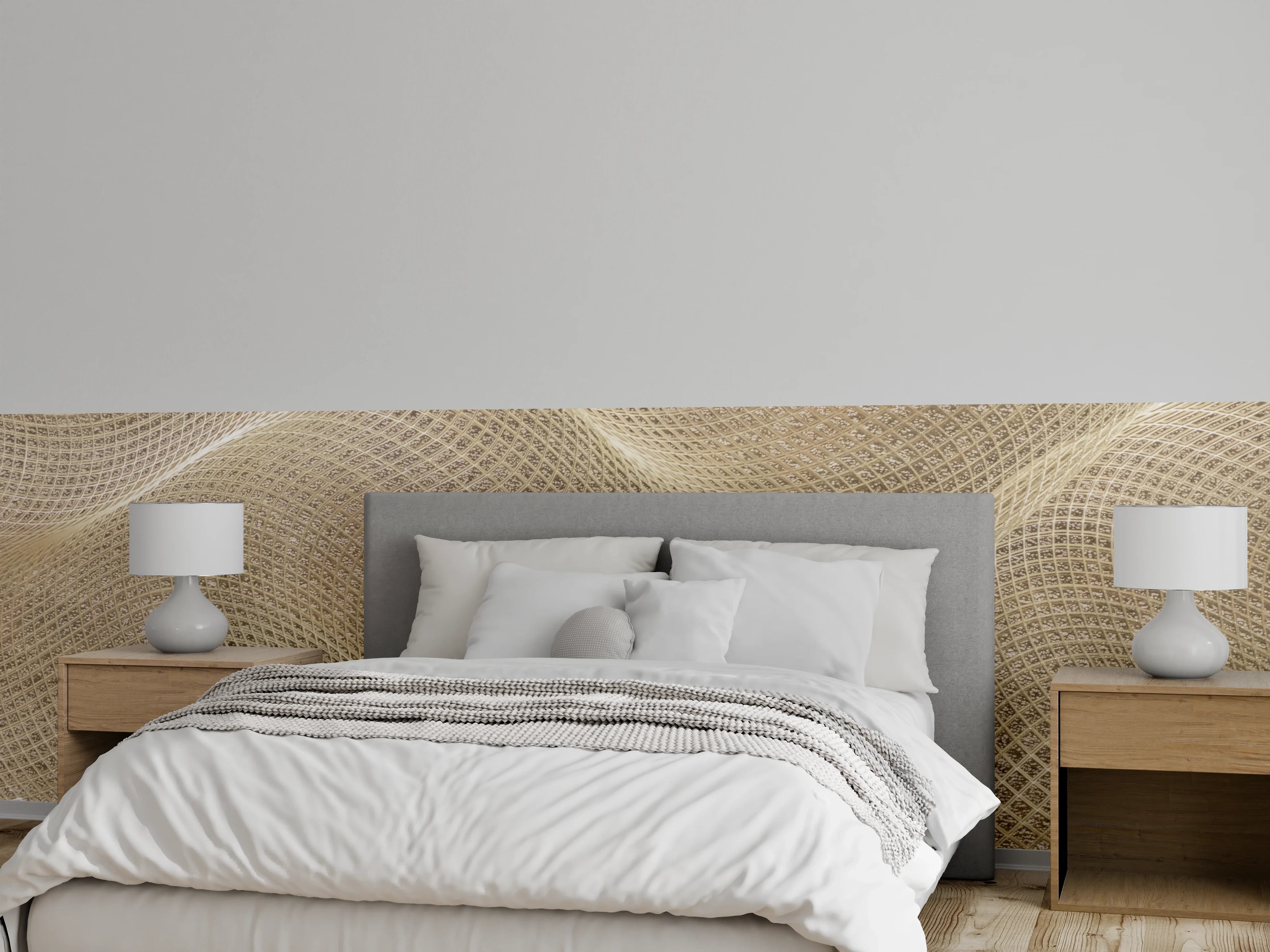 Wandverkleidung Schlafzimmer - Goldene Sandtextur mit feinen Mustern