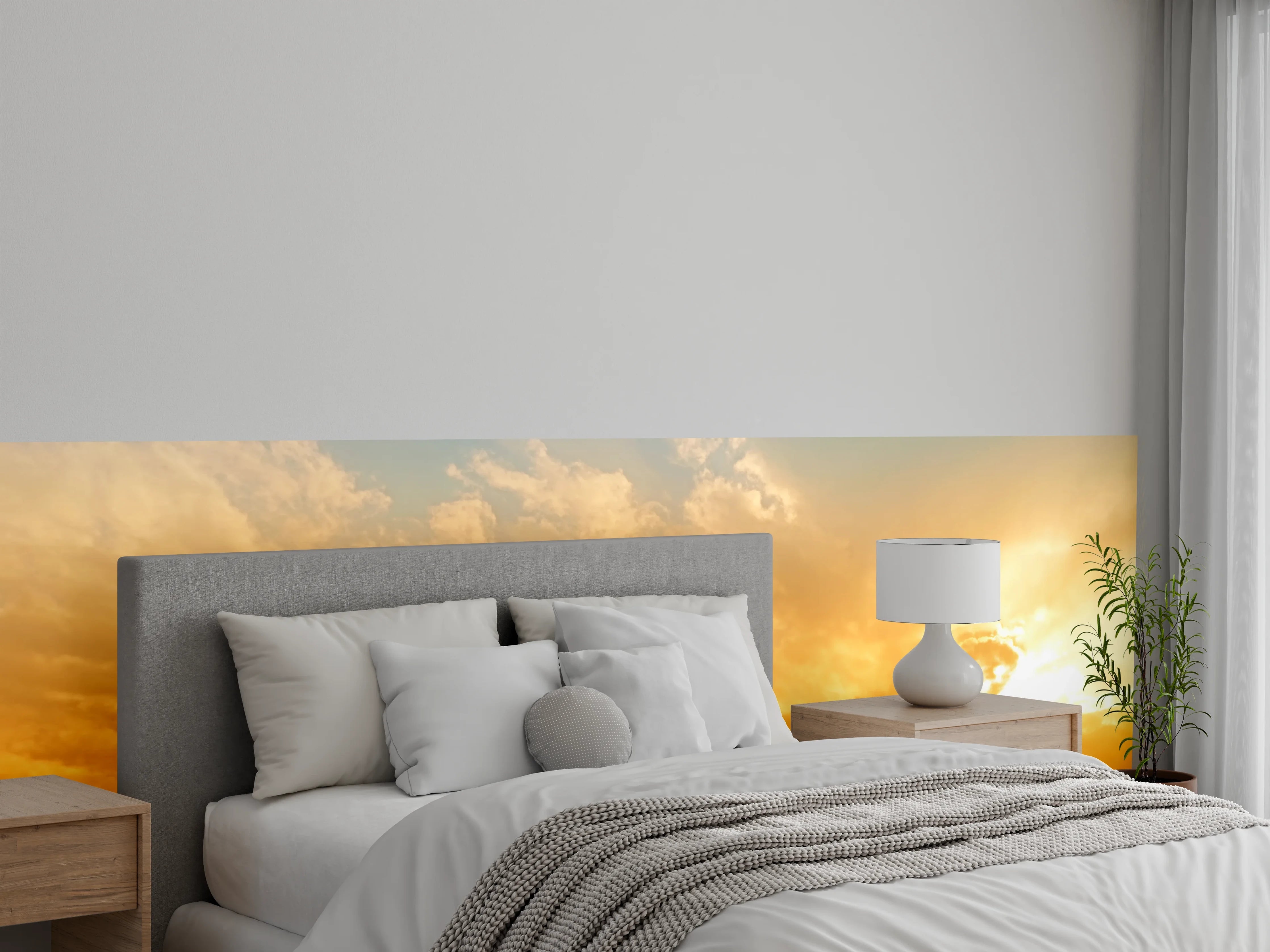 Wandverkleidung Schlafzimmer - Goldener Sonnenaufgang Himmel Fotomotiv