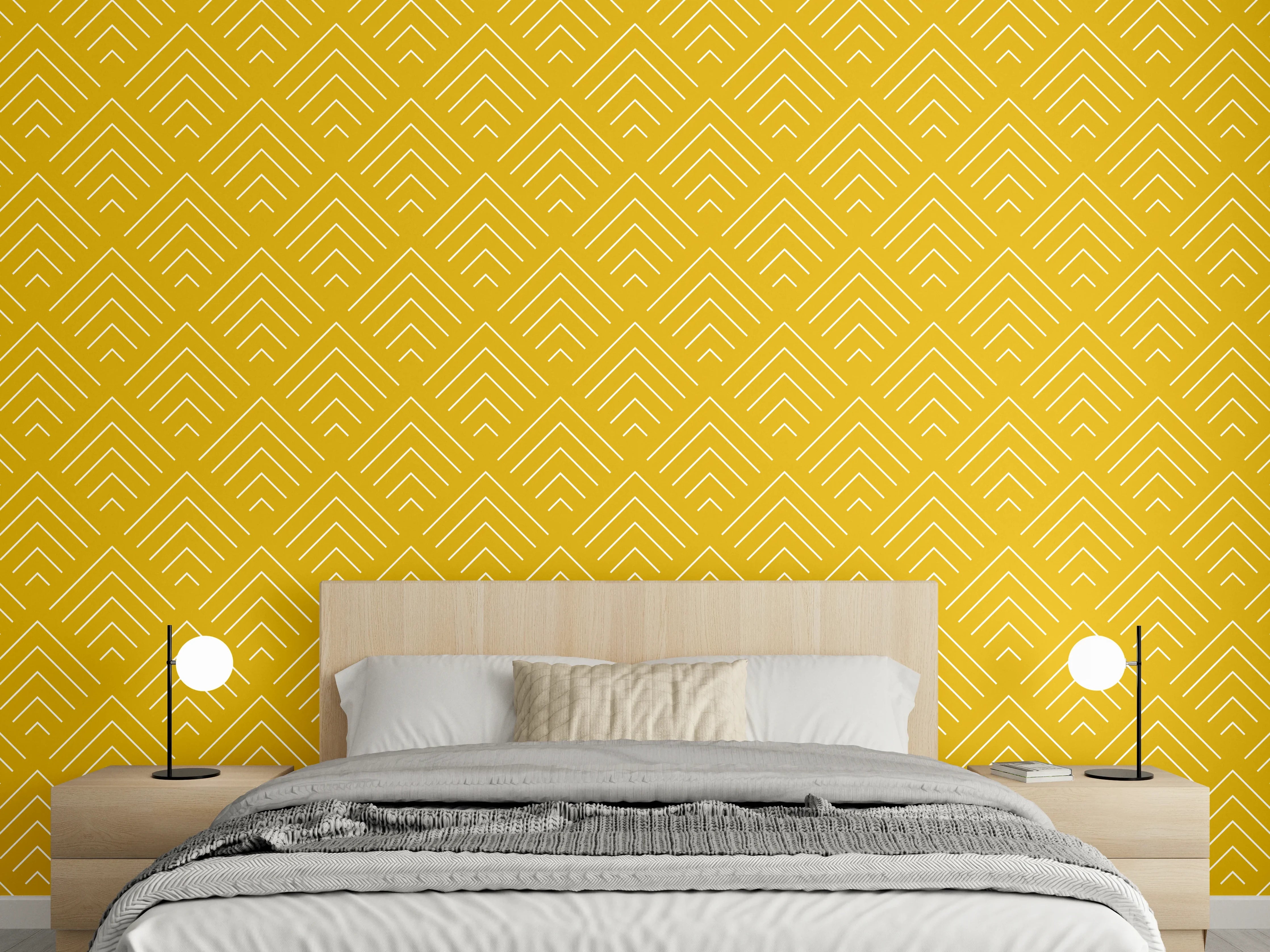 Wandverkleidung Schlafzimmer - Goldenes Art-Déco Muster Tapete