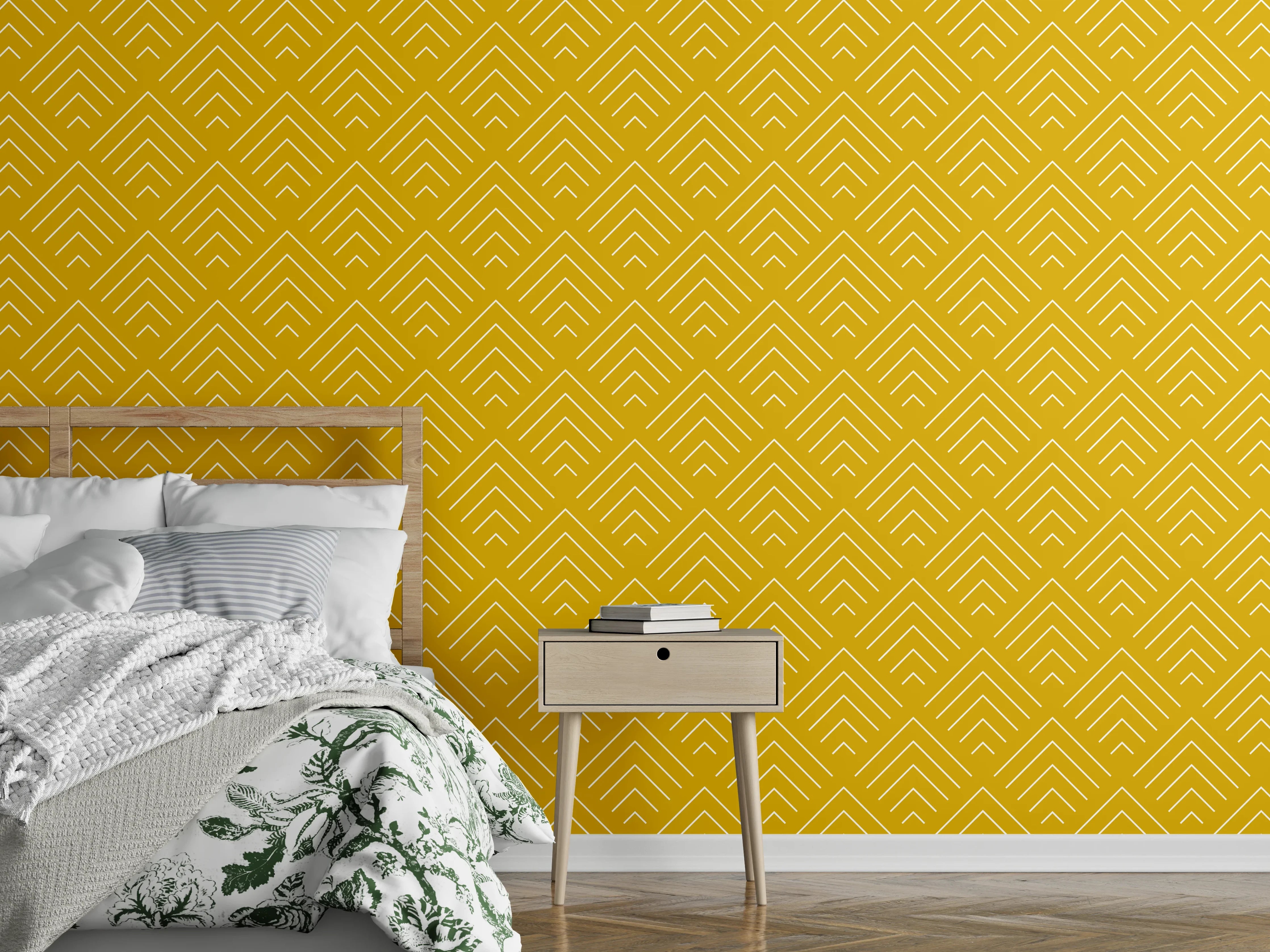 Wandverkleidung Schlafzimmer - Goldenes Art-Déco Muster Tapete
