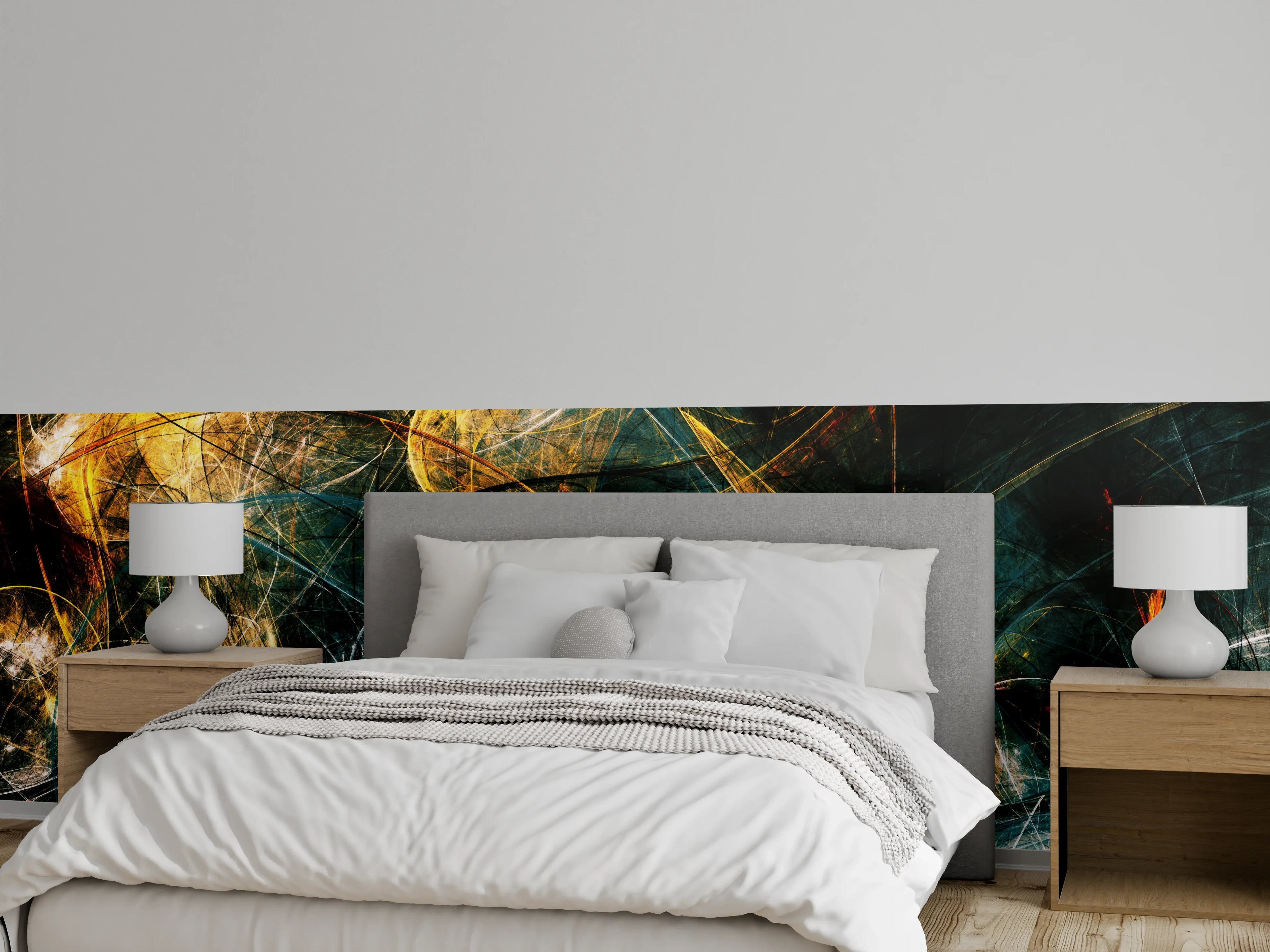 Wandverkleidung Schlafzimmer - Goldenes Blau: Grautöne im Weiß