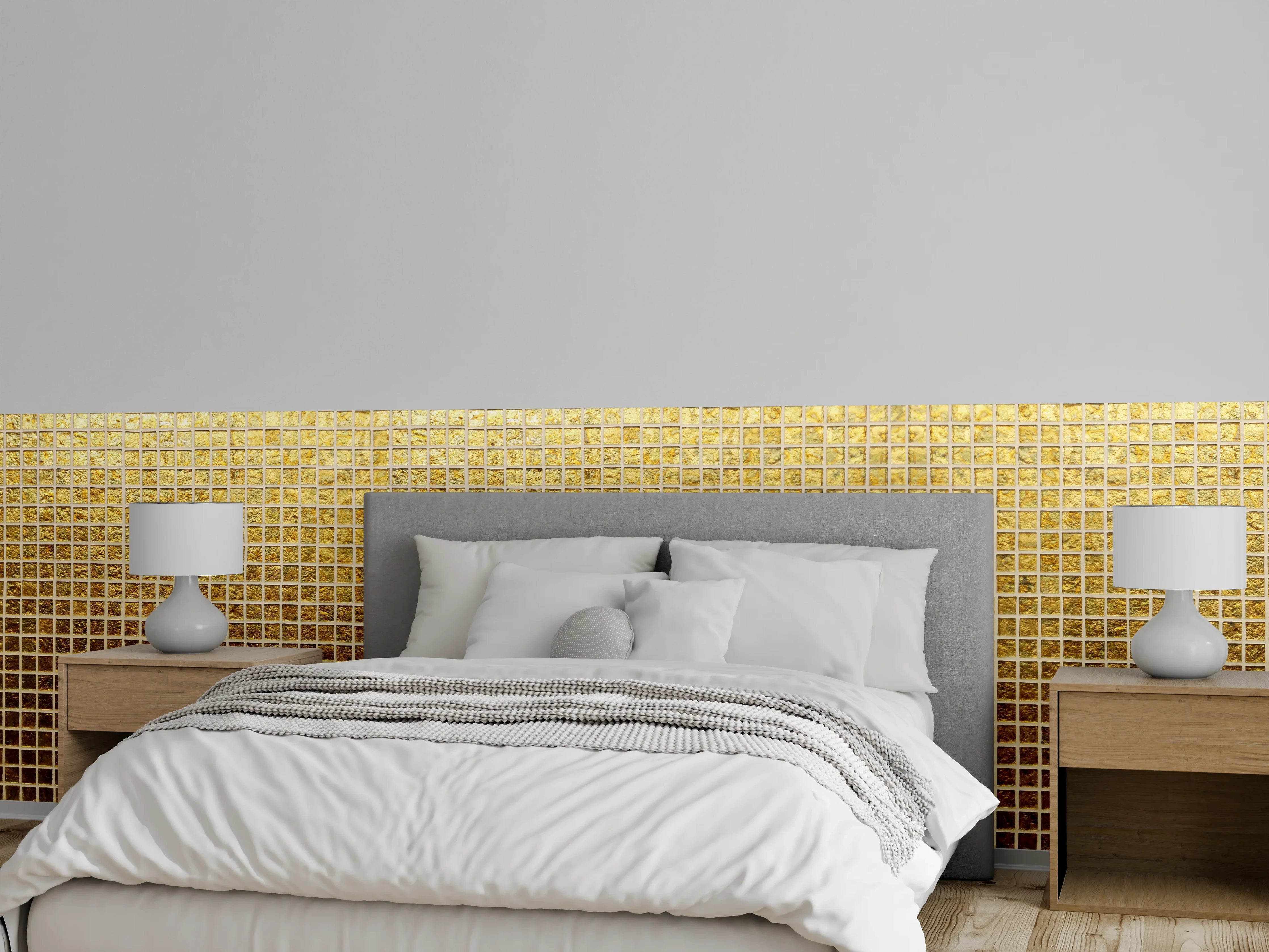 Wandverkleidung Schlafzimmer - Goldenes Fliesenmuster