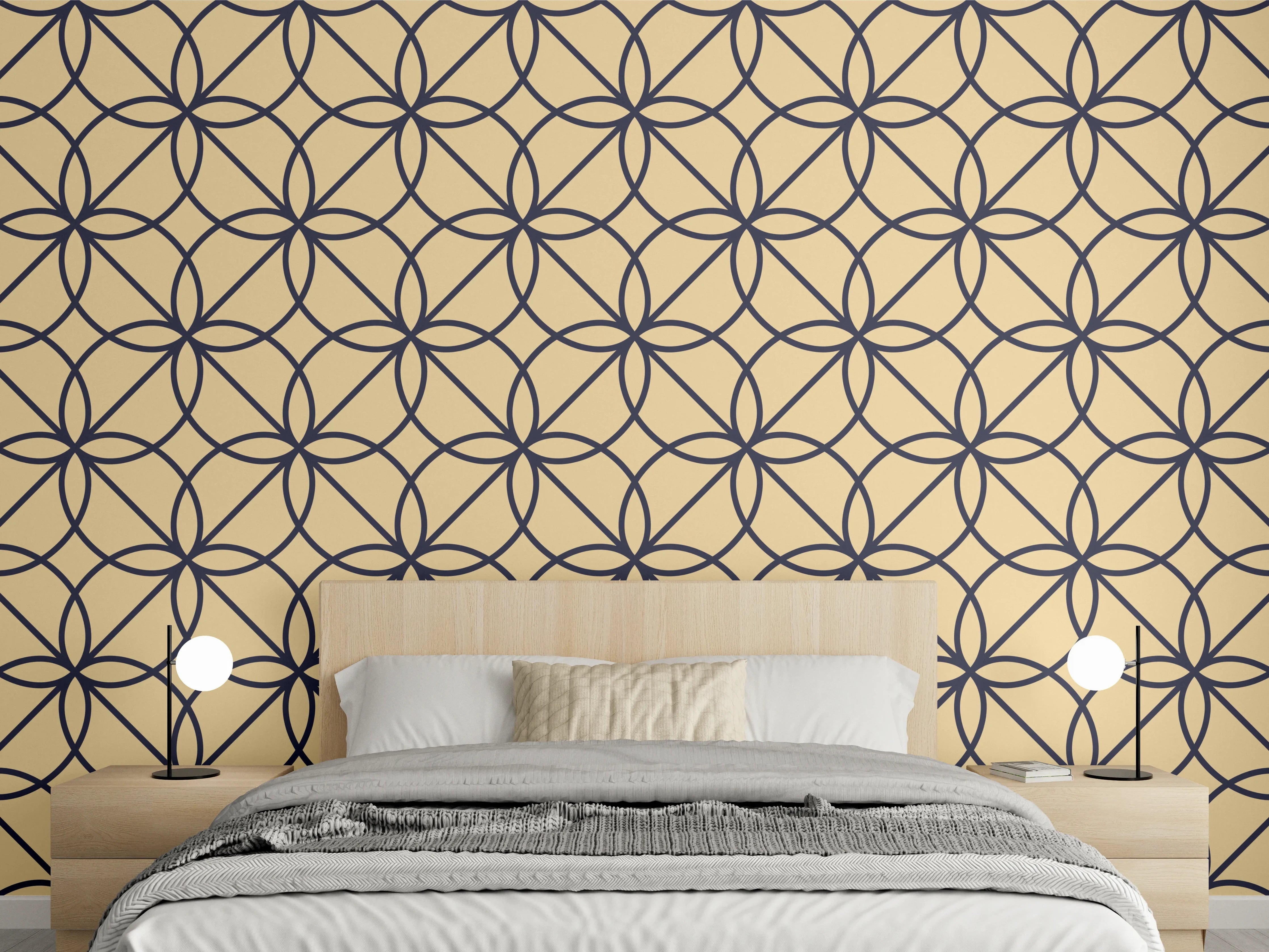 Wandverkleidung Schlafzimmer - Goldenes Geometrisches Muster