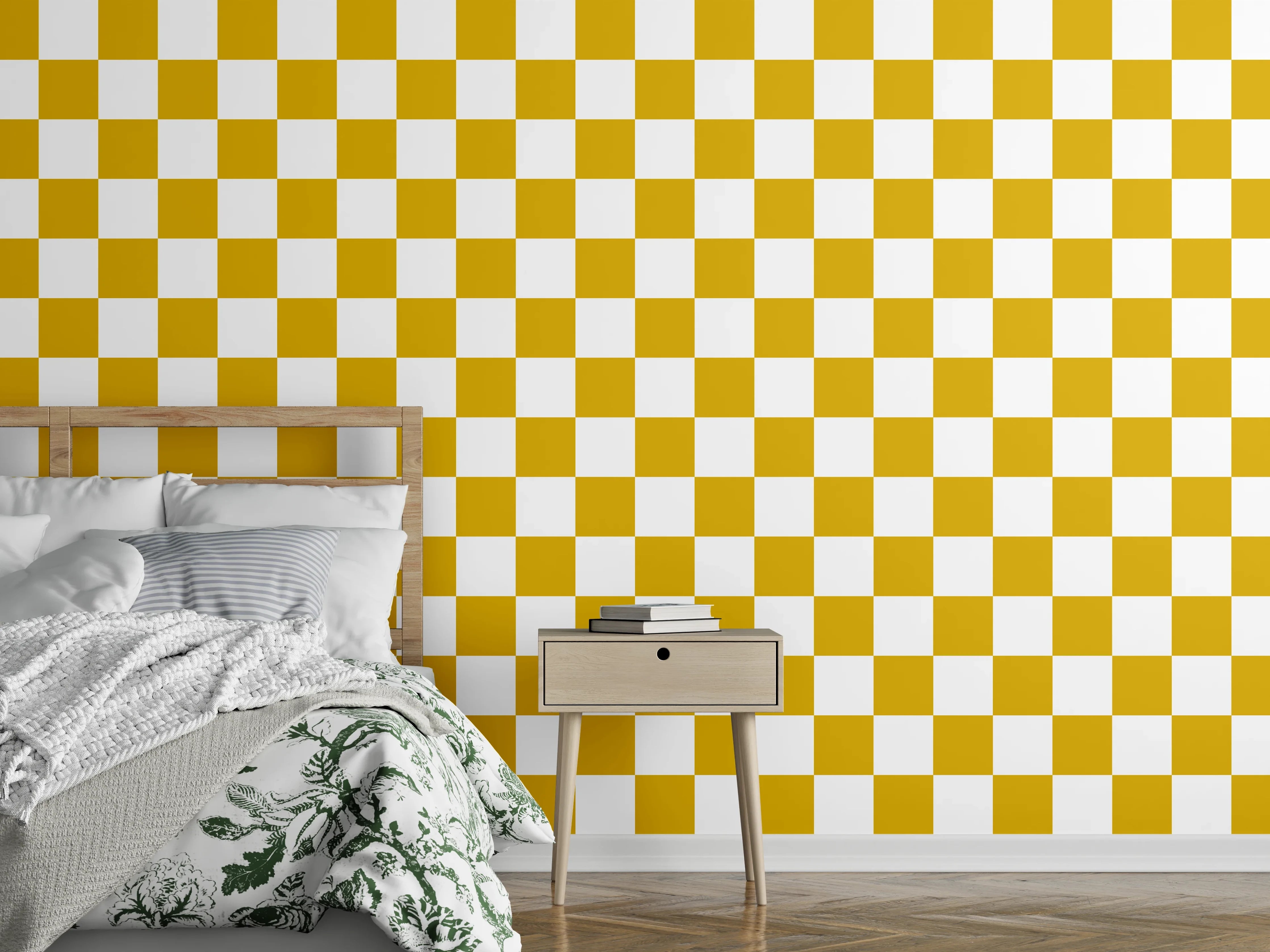 Wandverkleidung Schlafzimmer - Goldenes Kachelmuster – Modern & Stilvoll