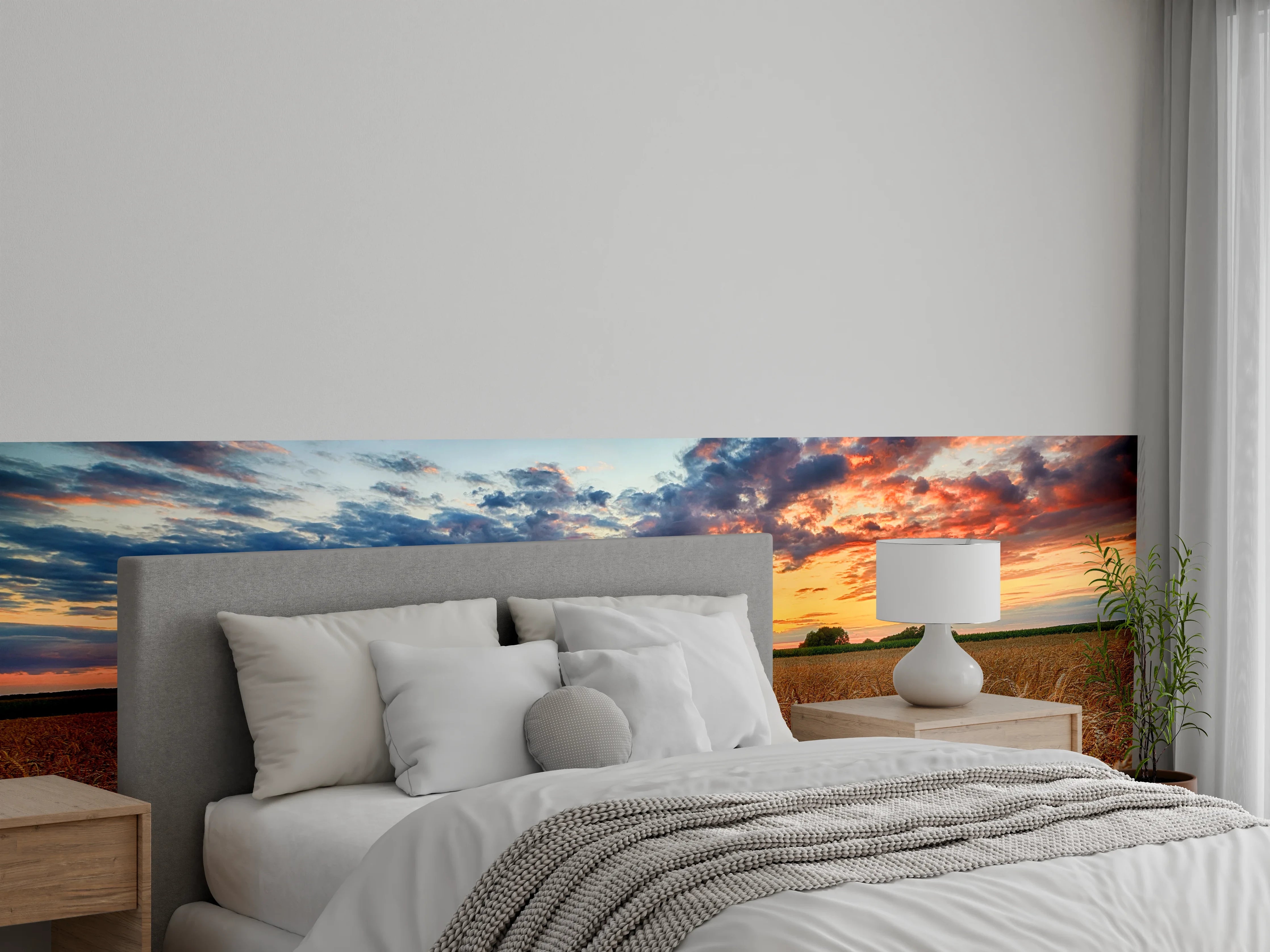 Wandverkleidung Schlafzimmer - Goldenes Weizenfeld im Abendlicht