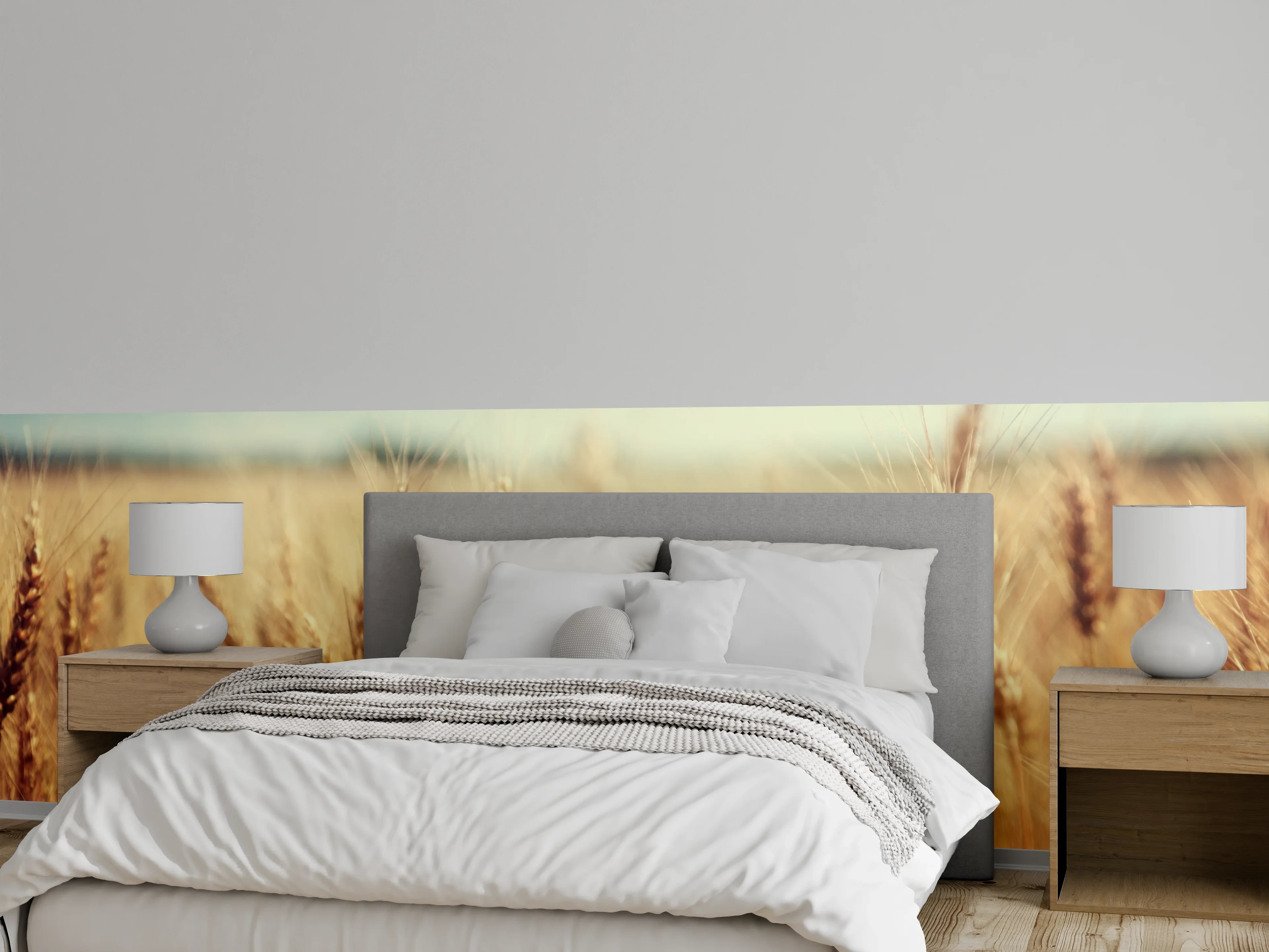 Wandverkleidung Schlafzimmer - Goldenes Weizenfeld im Sonnenlicht