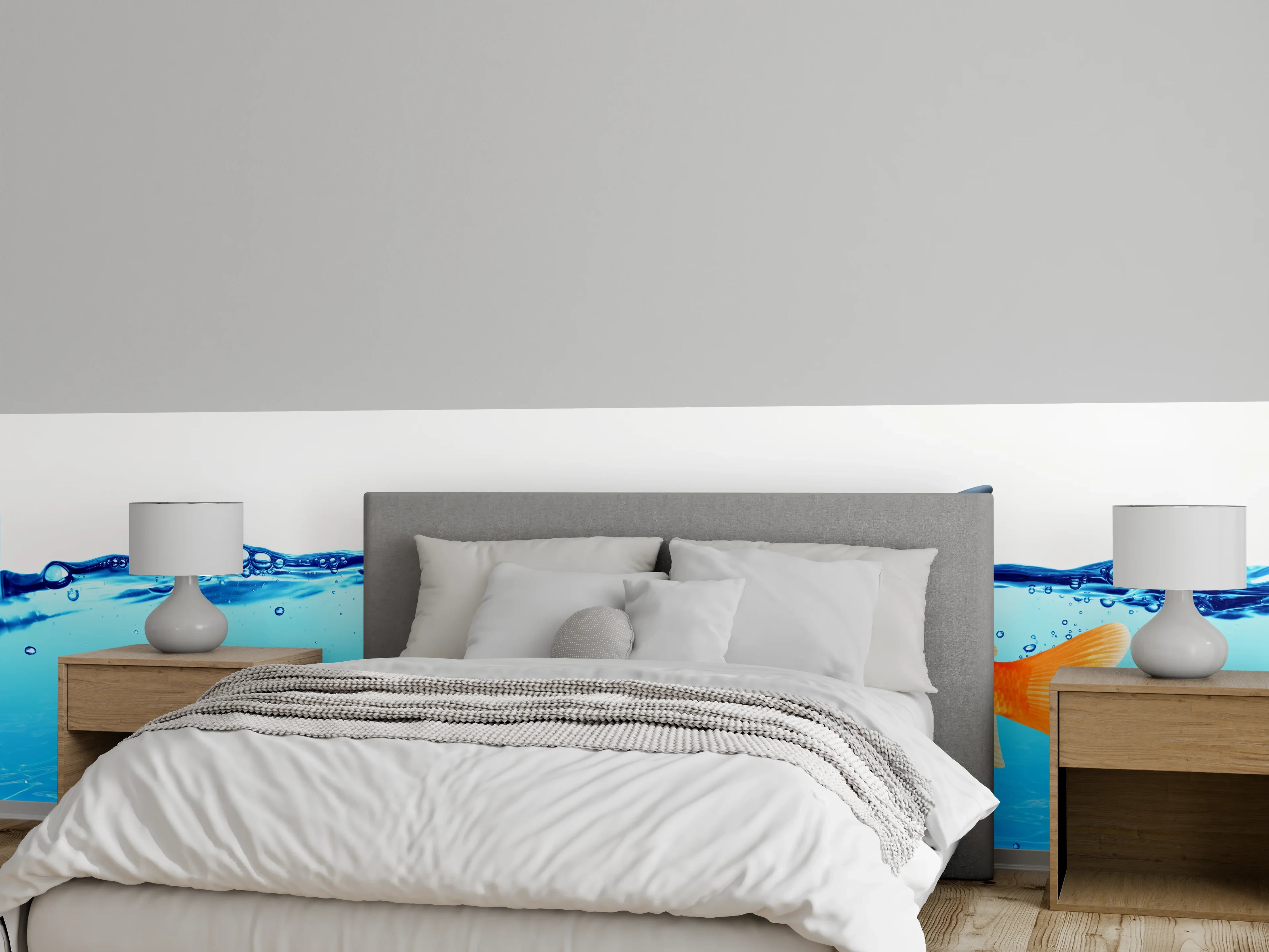 Wandverkleidung Schlafzimmer - Goldfisch als Hai