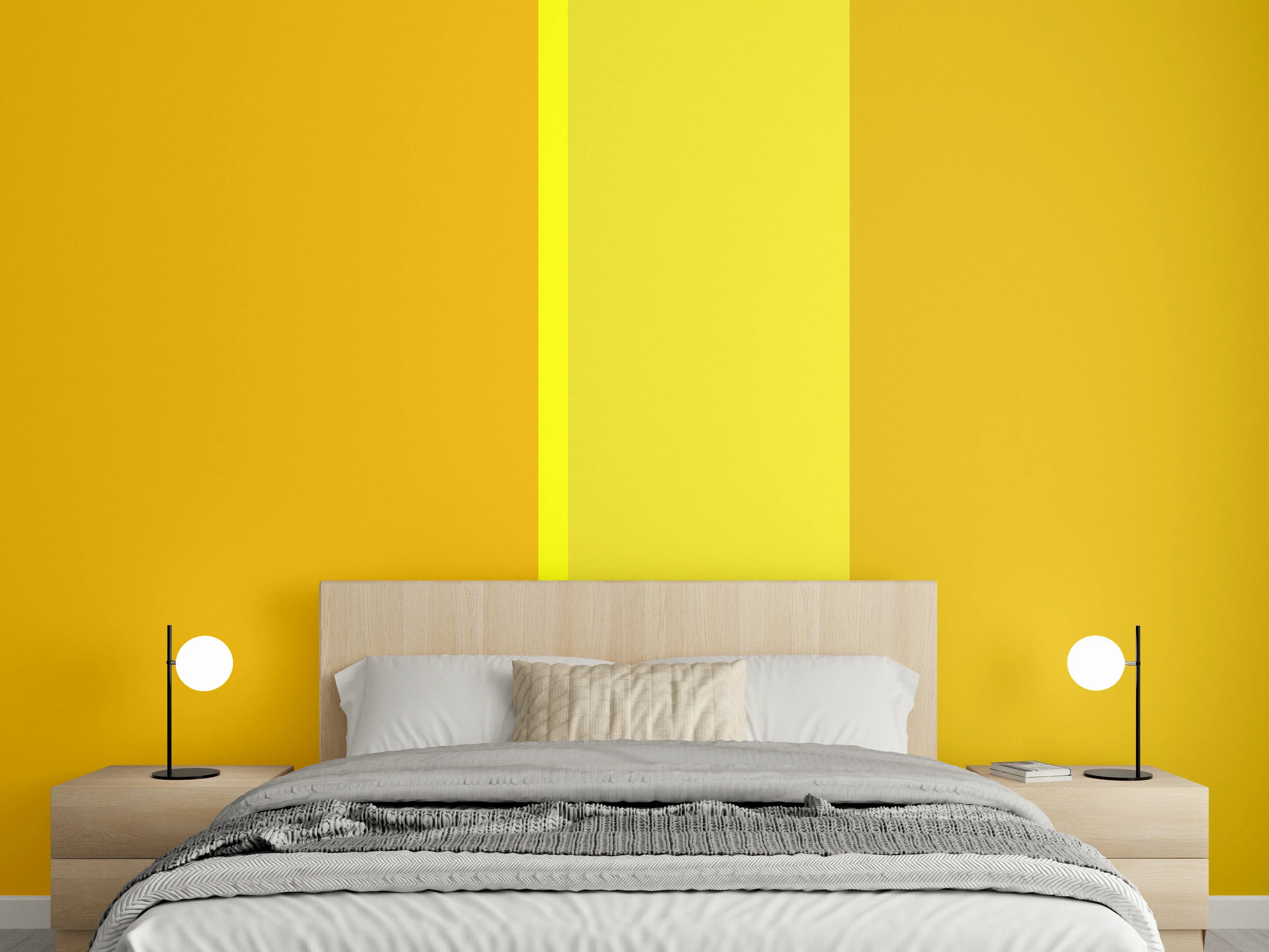 Wandverkleidung Schlafzimmer - Goldgelbe Farbkomposition für modernes Ambiente