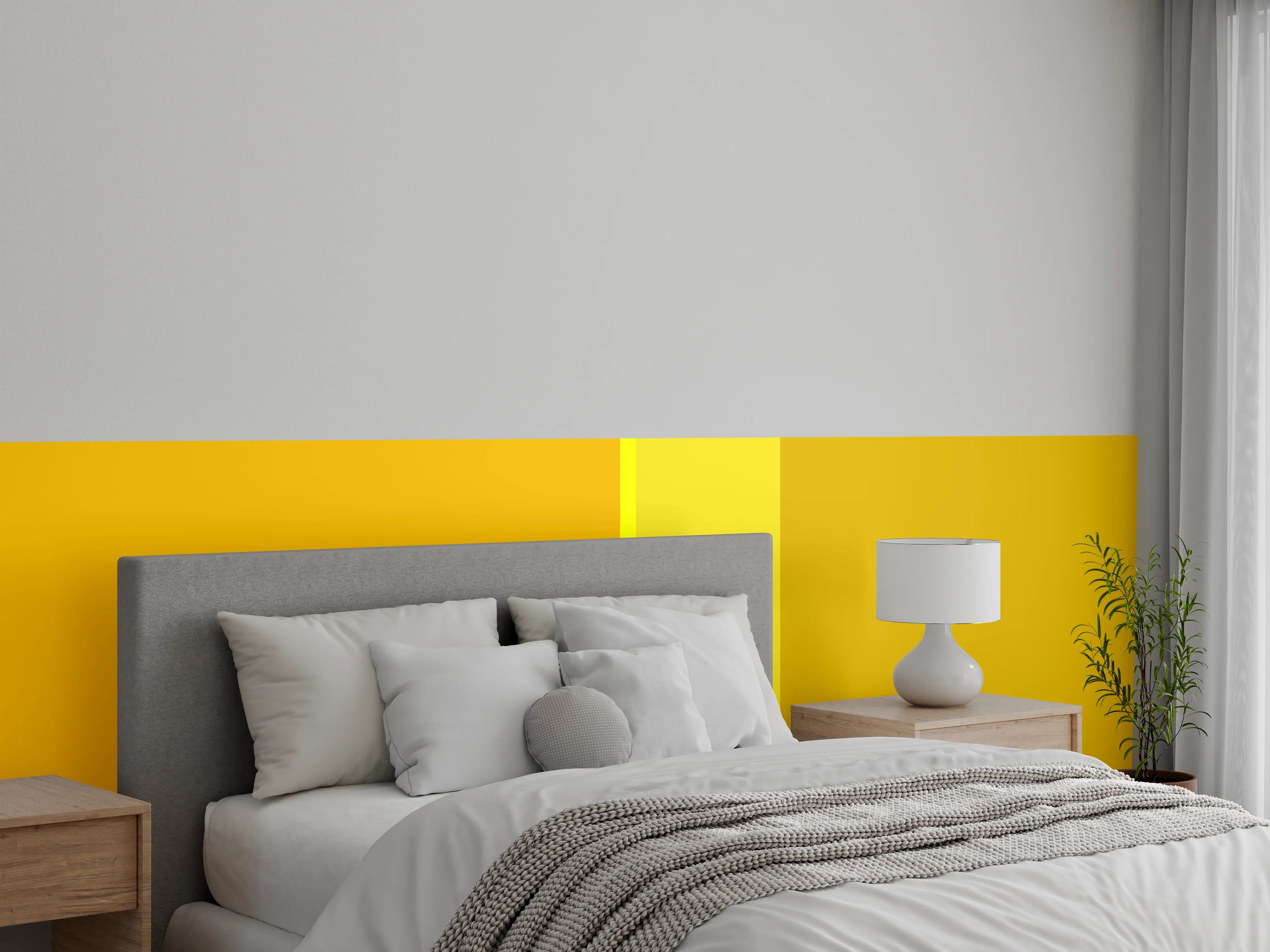 Wandverkleidung Schlafzimmer - Goldgelbe Farbkomposition für modernes Ambiente