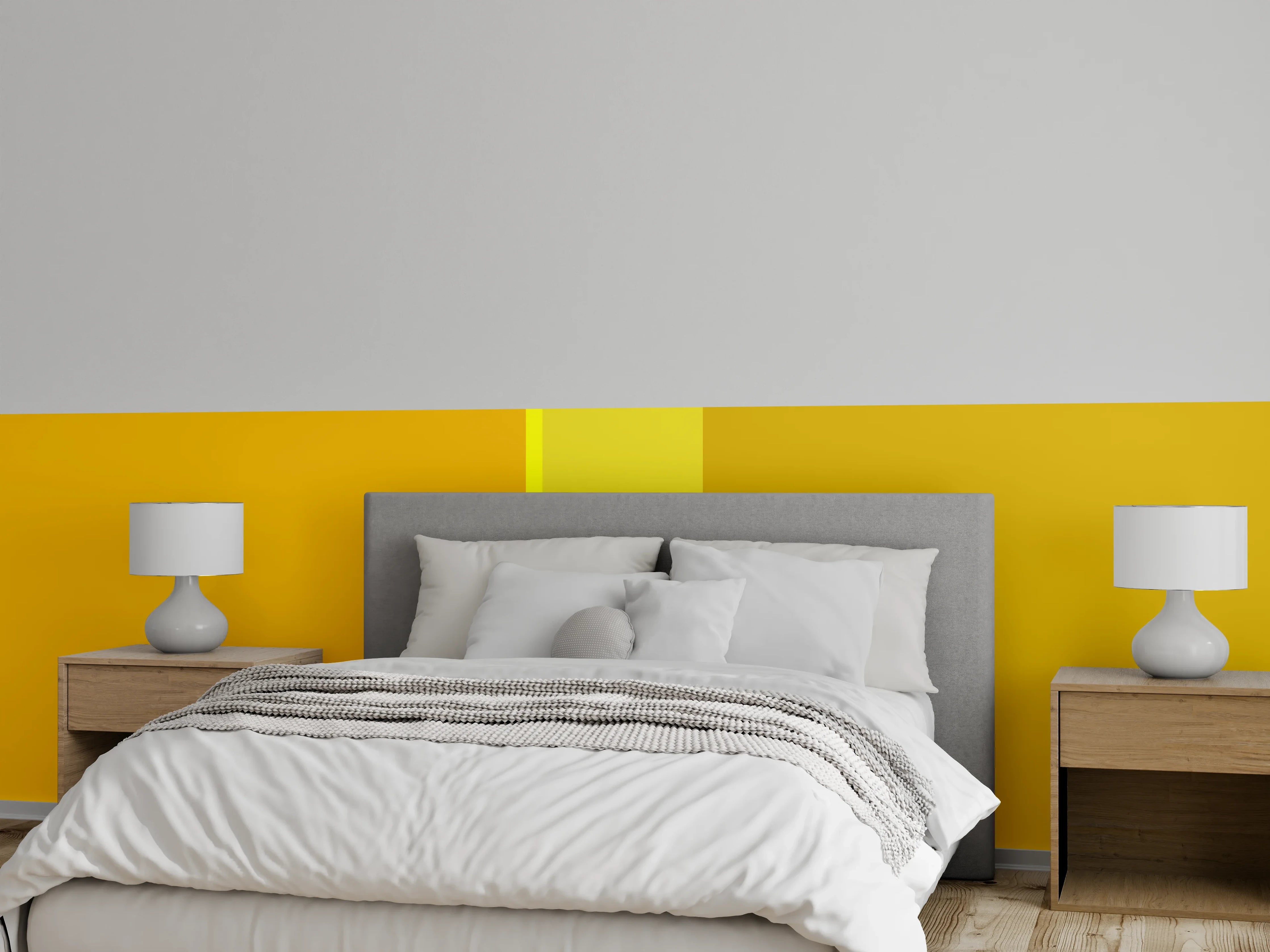 Wandverkleidung Schlafzimmer - Goldgelbe Farbkomposition für modernes Ambiente