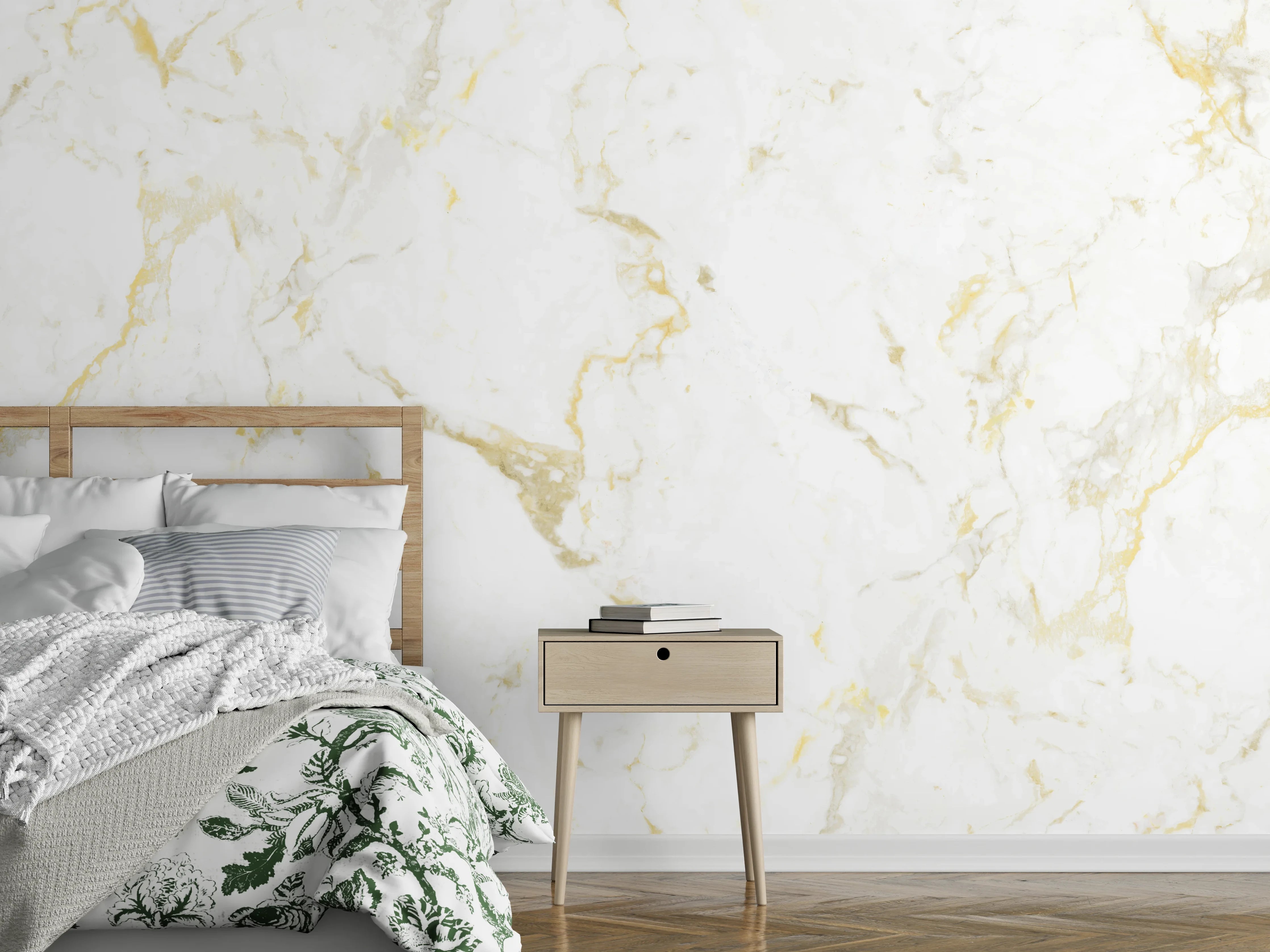 Wandverkleidung Schlafzimmer - Goldmarmor Textur 