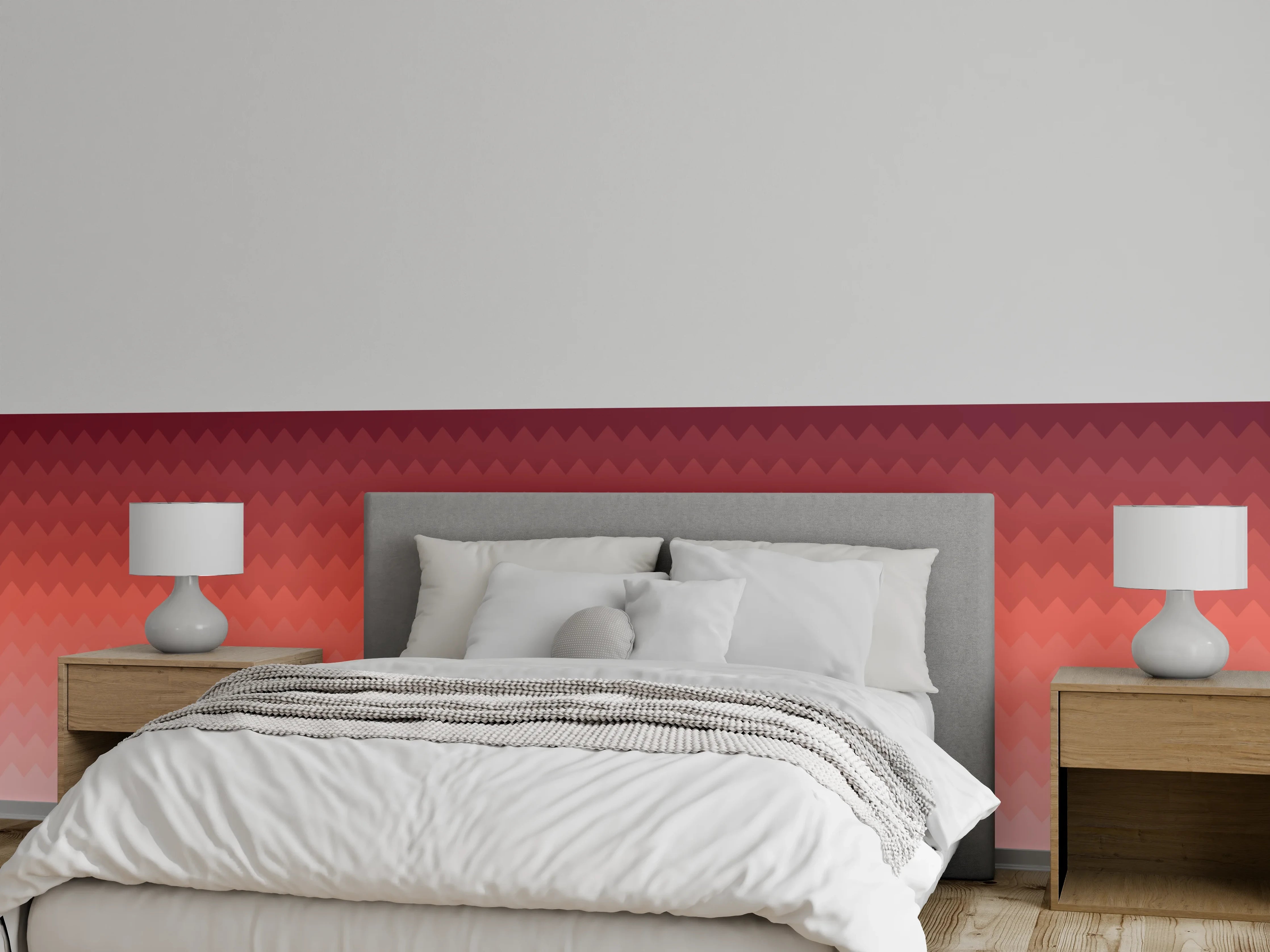 Wandverkleidung Schlafzimmer - Gradientenmuster in warmen Rottönen