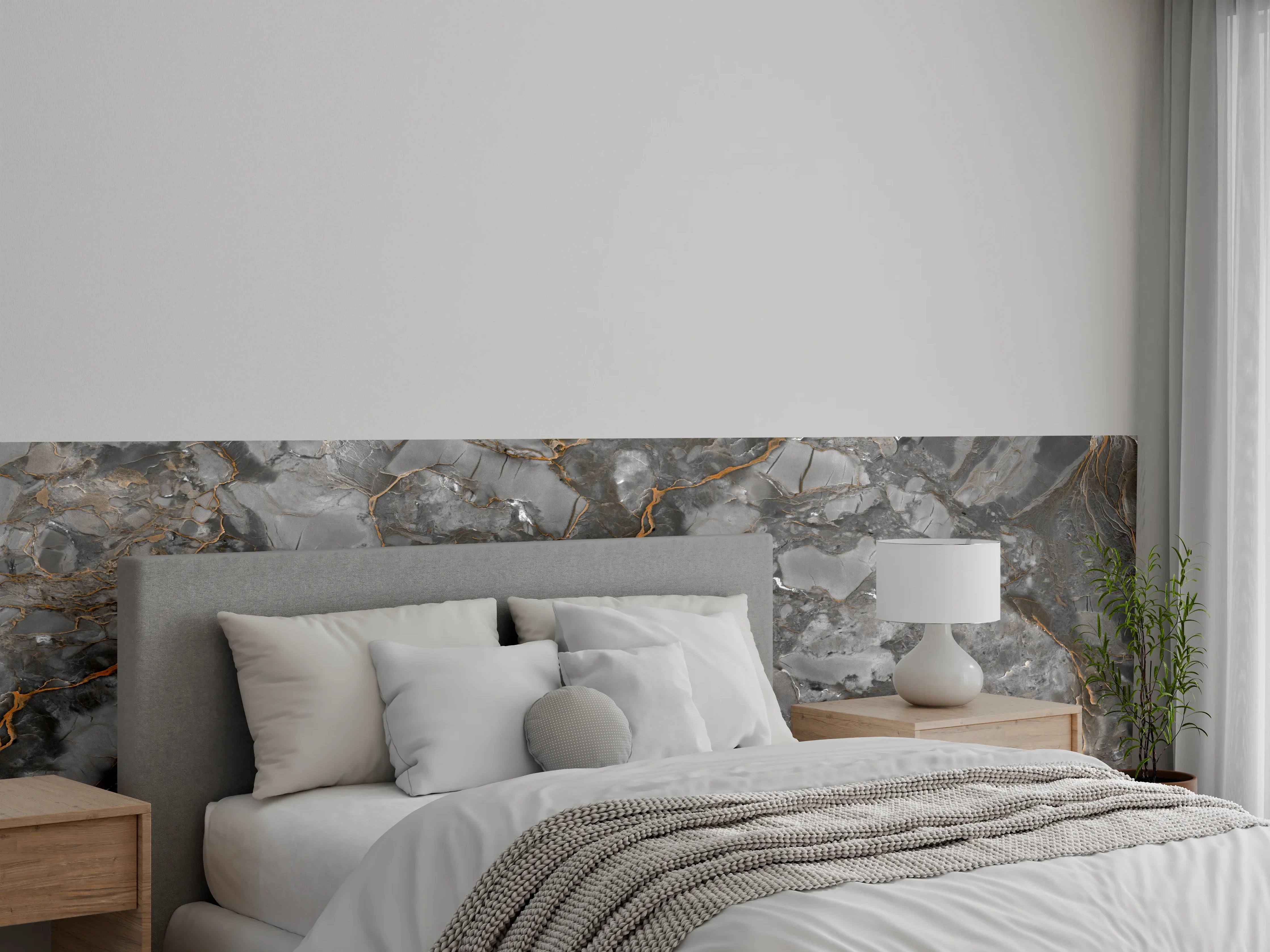 Wandverkleidung Schlafzimmer - Gräulich-Schwarzer Marmor