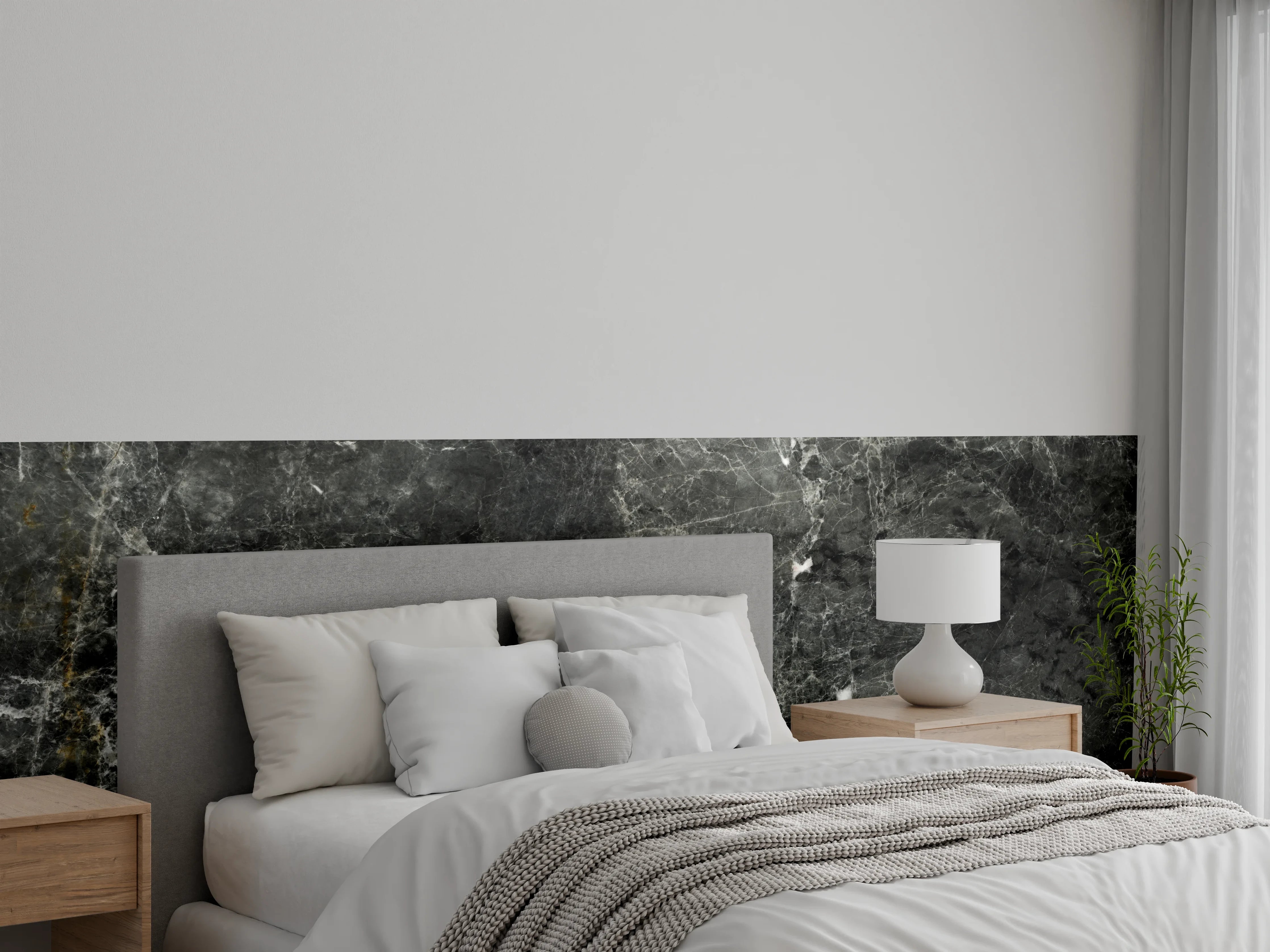 Wandverkleidung Schlafzimmer - Gräuliche Marmor Oberfläche