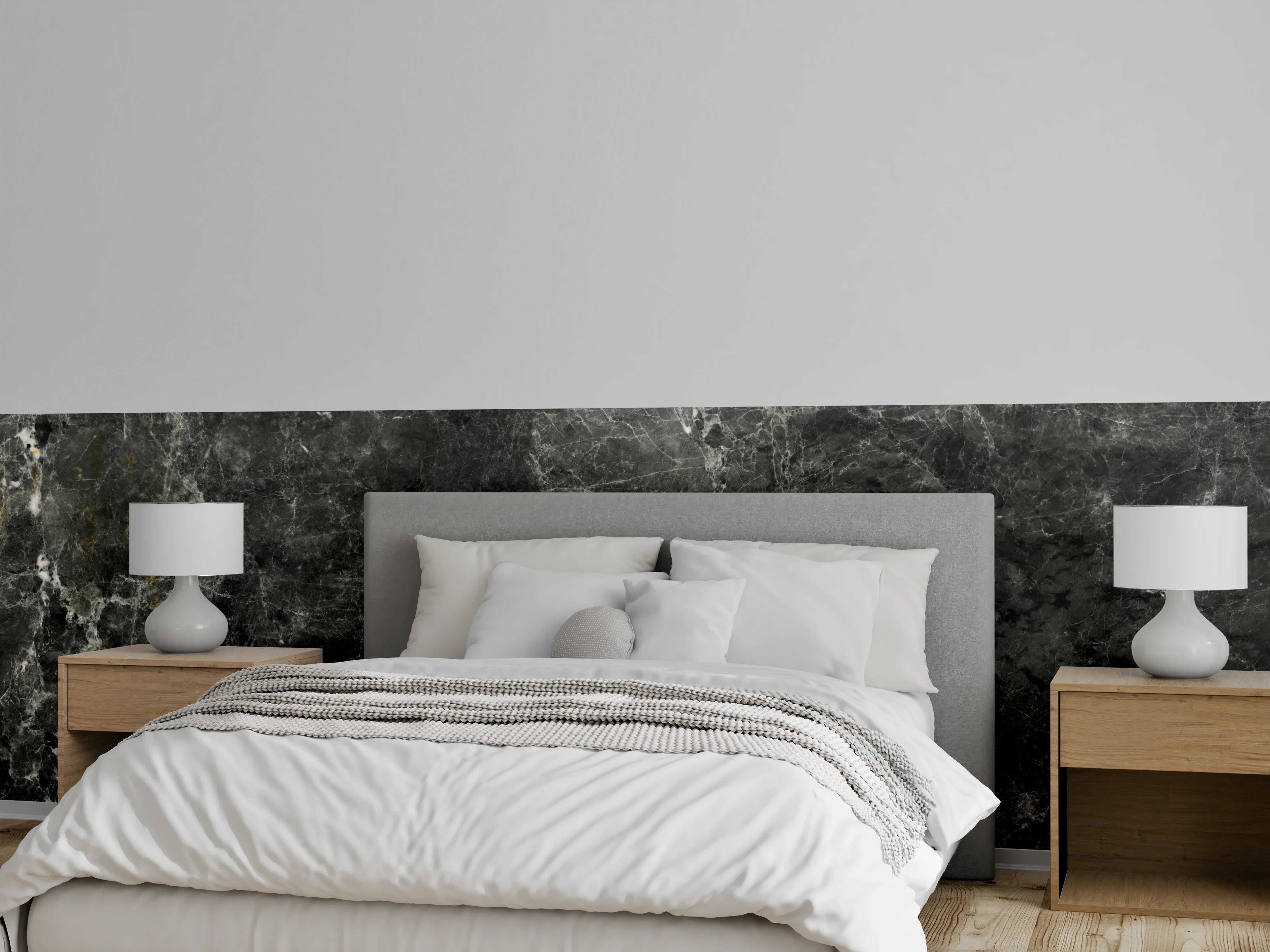 Wandverkleidung Schlafzimmer - Gräuliche Marmor Oberfläche