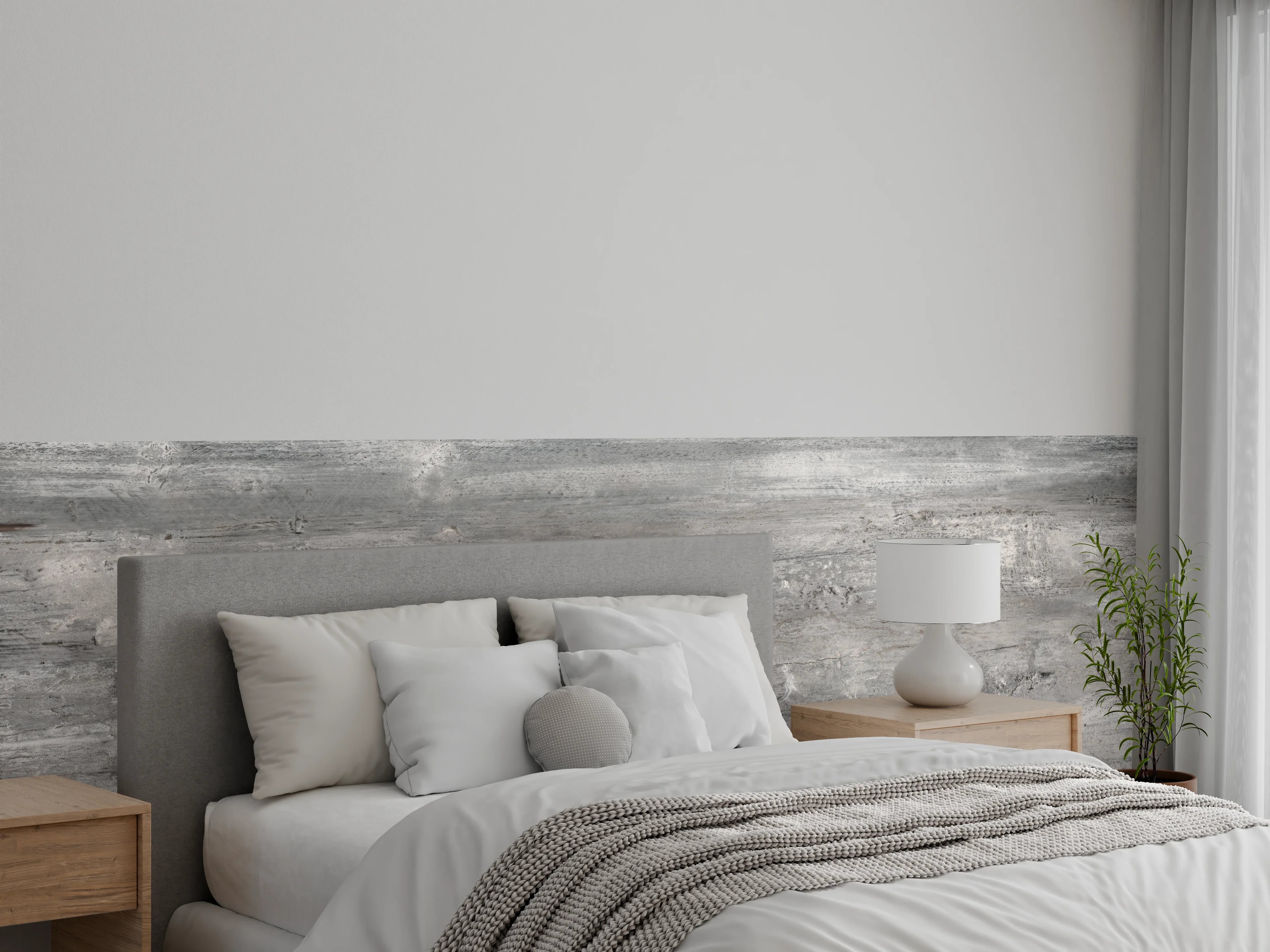 Wandverkleidung Schlafzimmer - Gräuliche alte Holztextur
