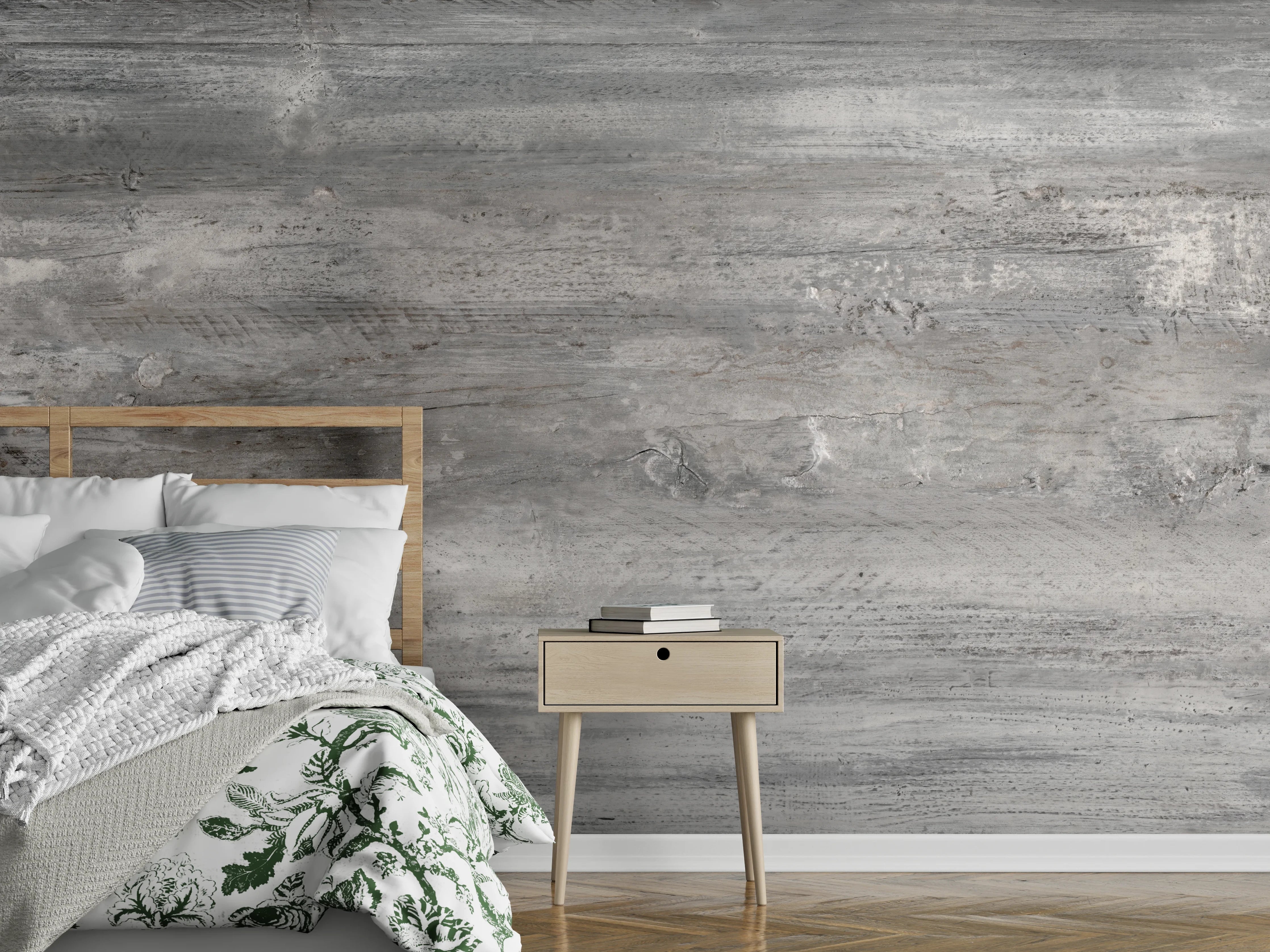 Wandverkleidung Schlafzimmer - Gräuliche alte Holztextur