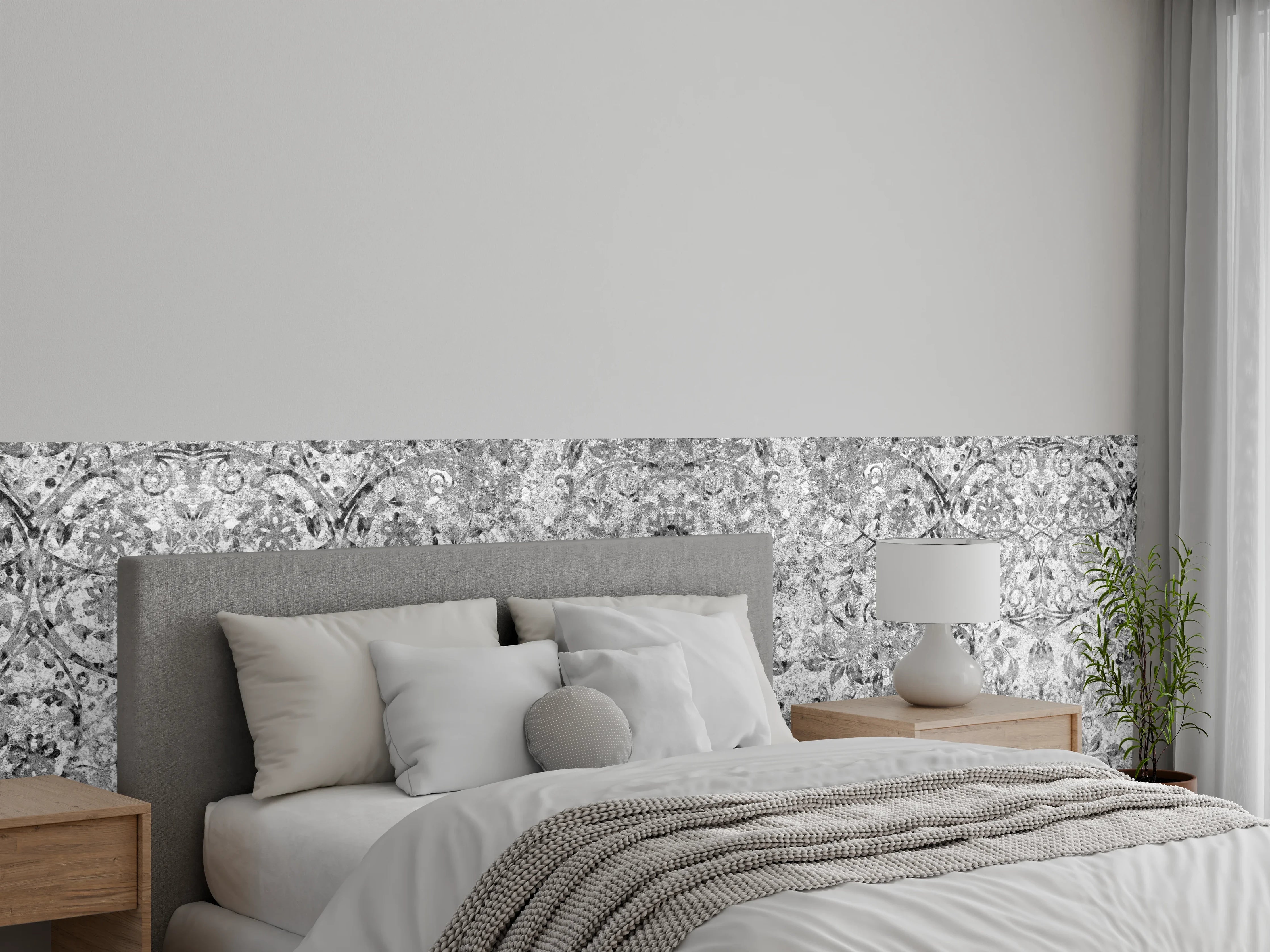 Wandverkleidung Schlafzimmer - Gräuliche gealterte Tapet-Wand