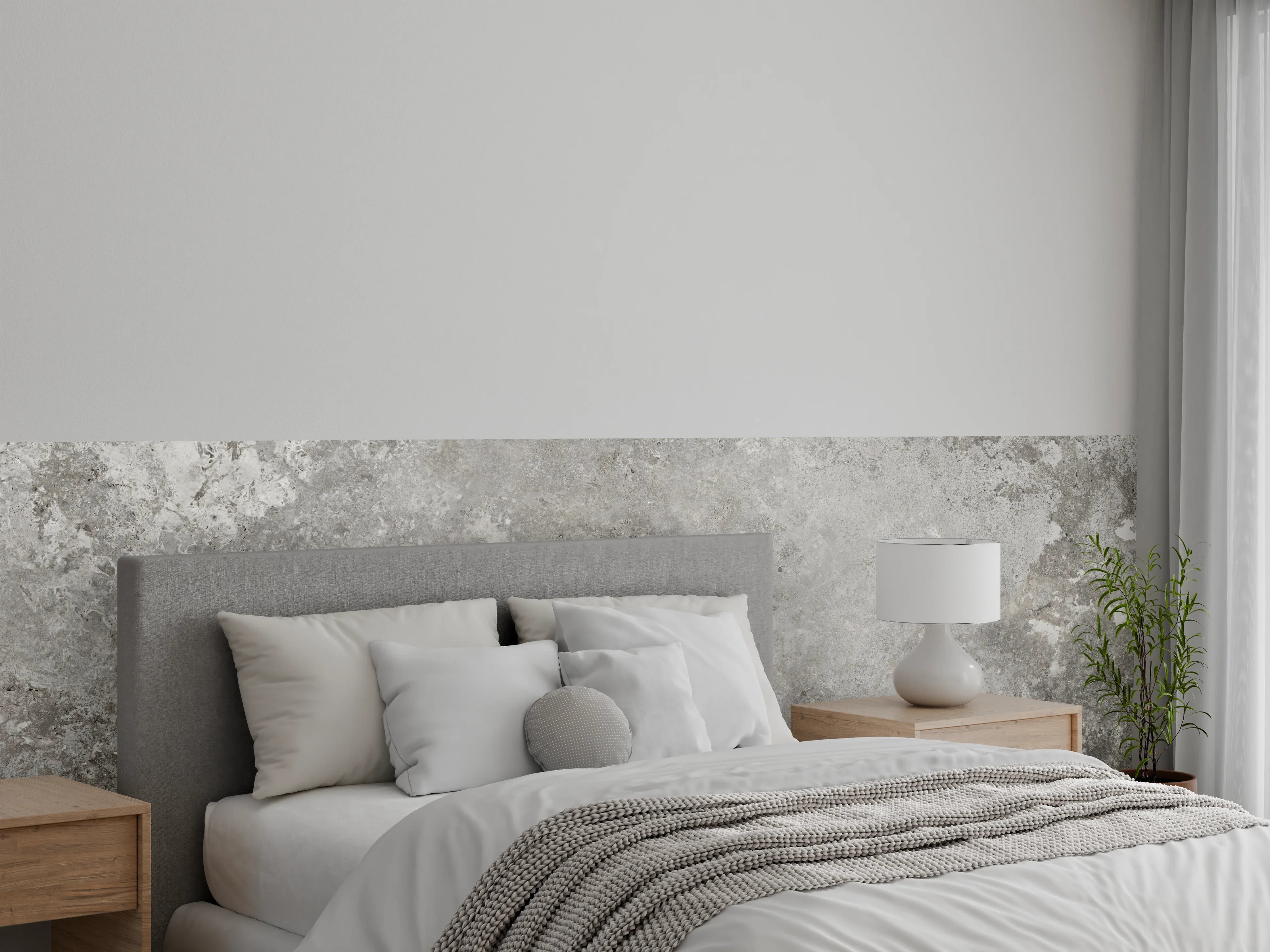 Wandverkleidung Schlafzimmer - Gräulicher Zement