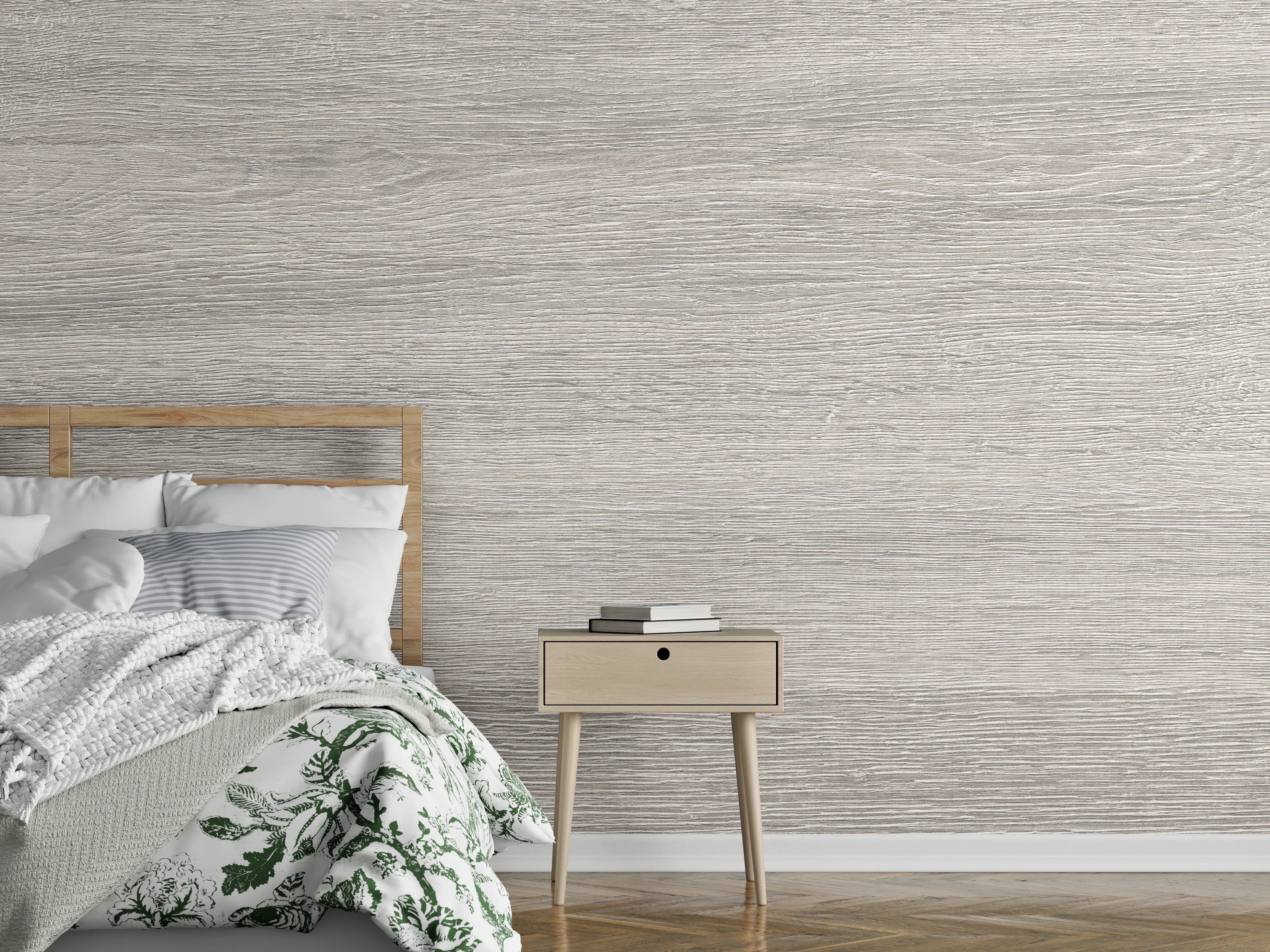 Wandverkleidung Schlafzimmer - Gräuliches Eichenholzplatte