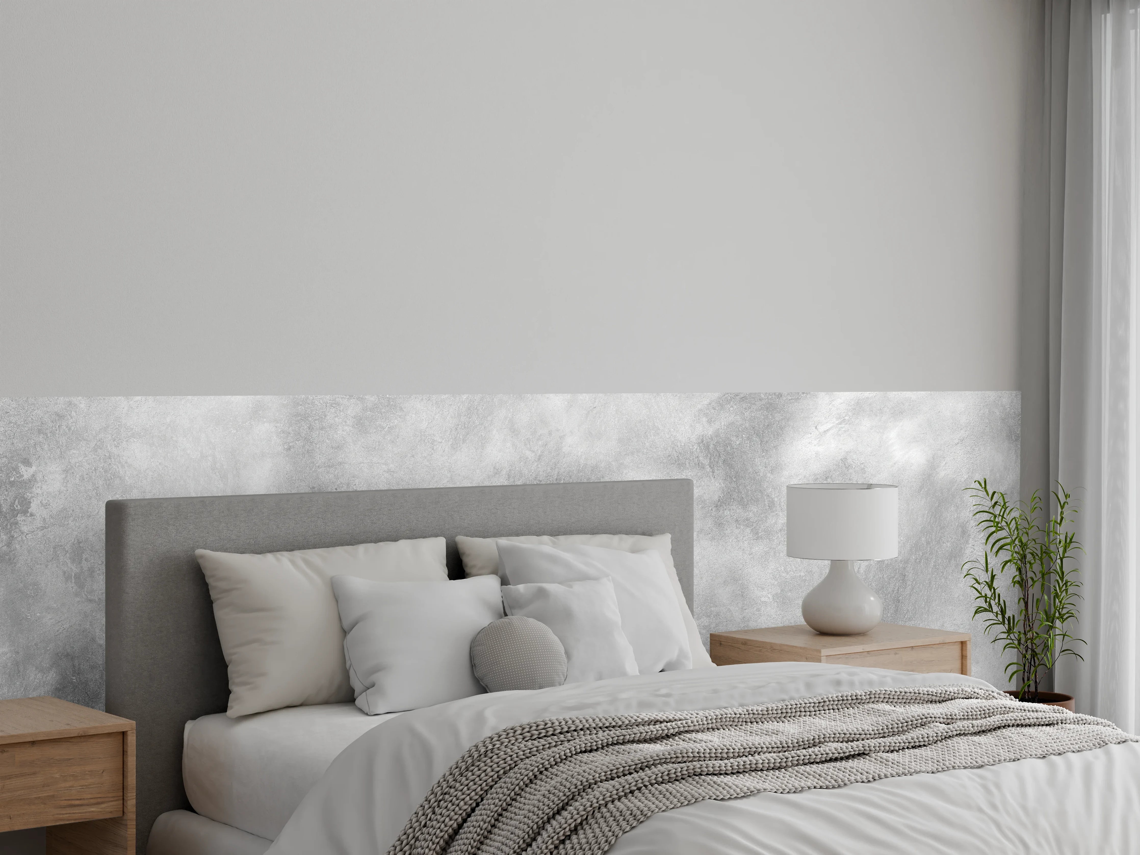 Wandverkleidung Schlafzimmer - Gräuliches Marmor Design