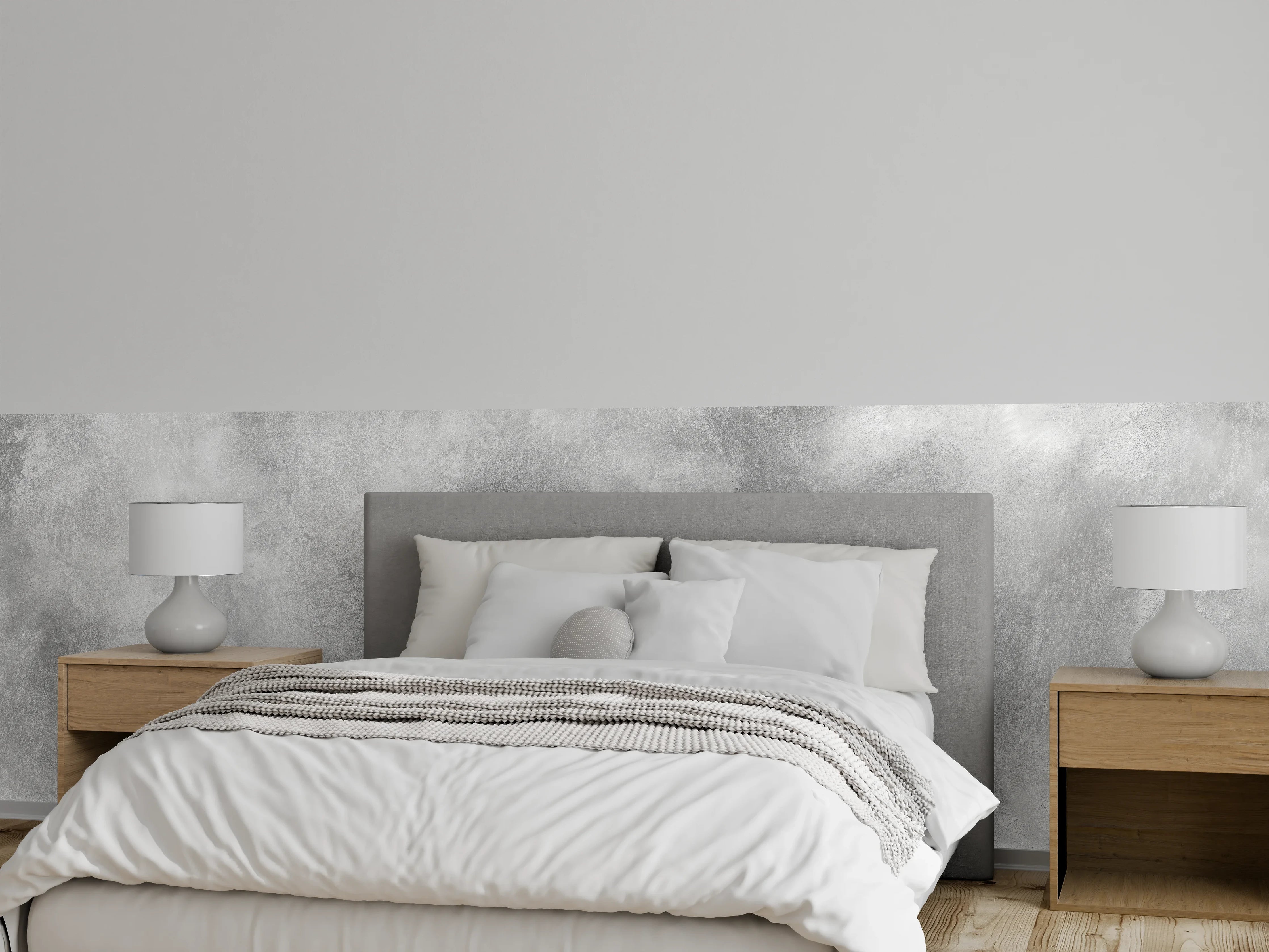 Wandverkleidung Schlafzimmer - Gräuliches Marmor Design