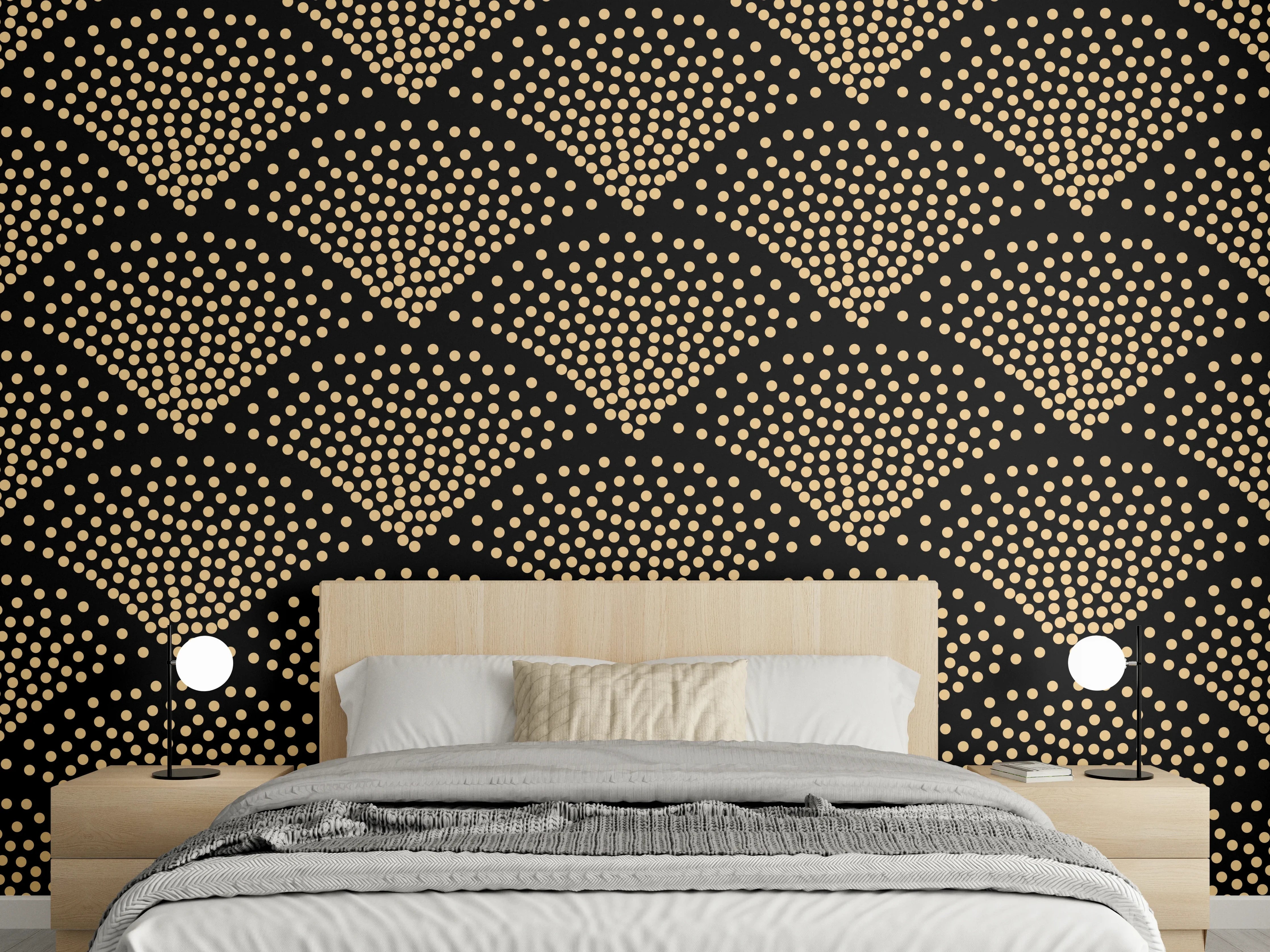 Wandverkleidung Schlafzimmer - Grafik-Textur-Schwarz-Hellbraun