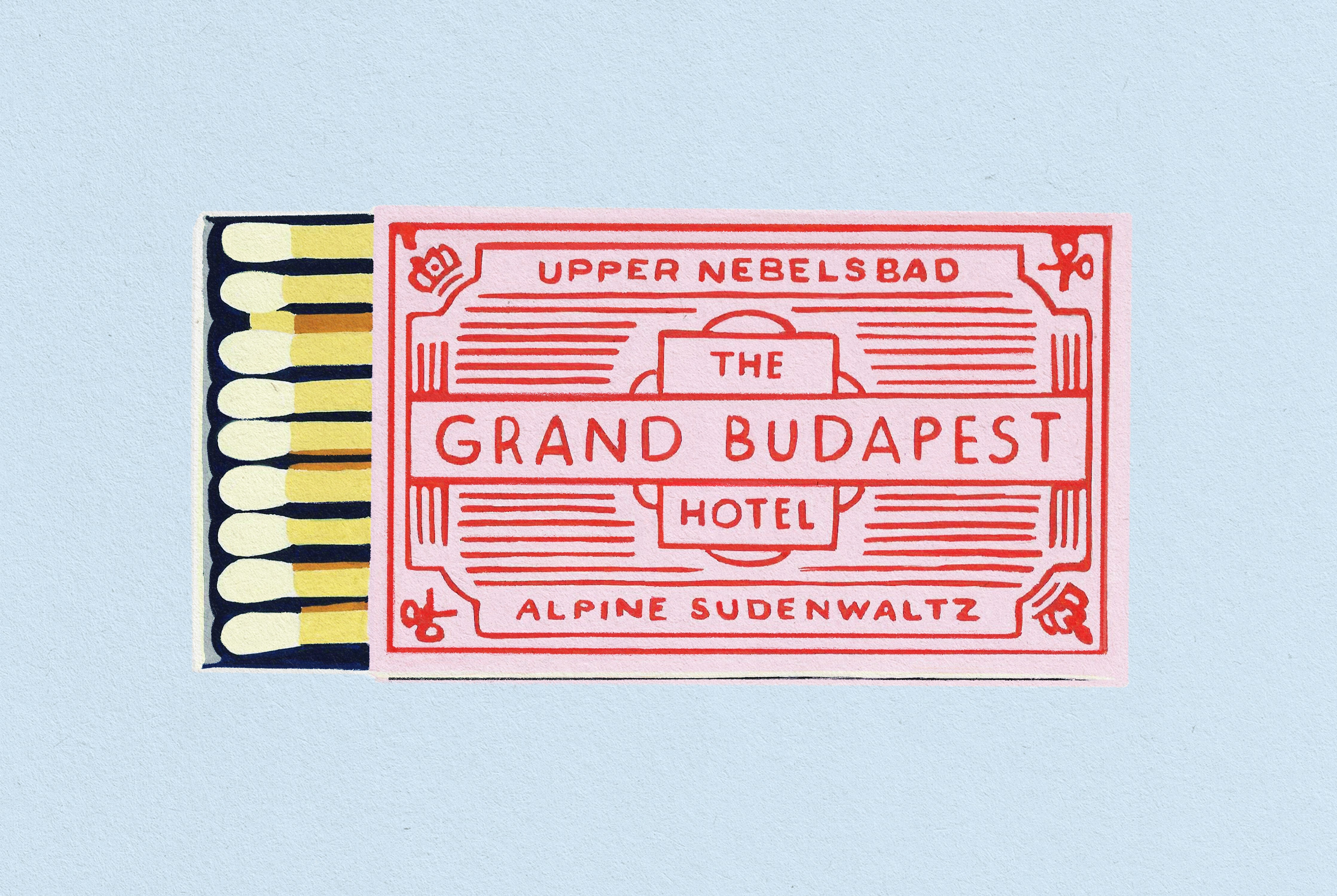 Wandverkleidung Schlafzimmer-Grand Budapest Hotel Retro Streichholz-Schachtel