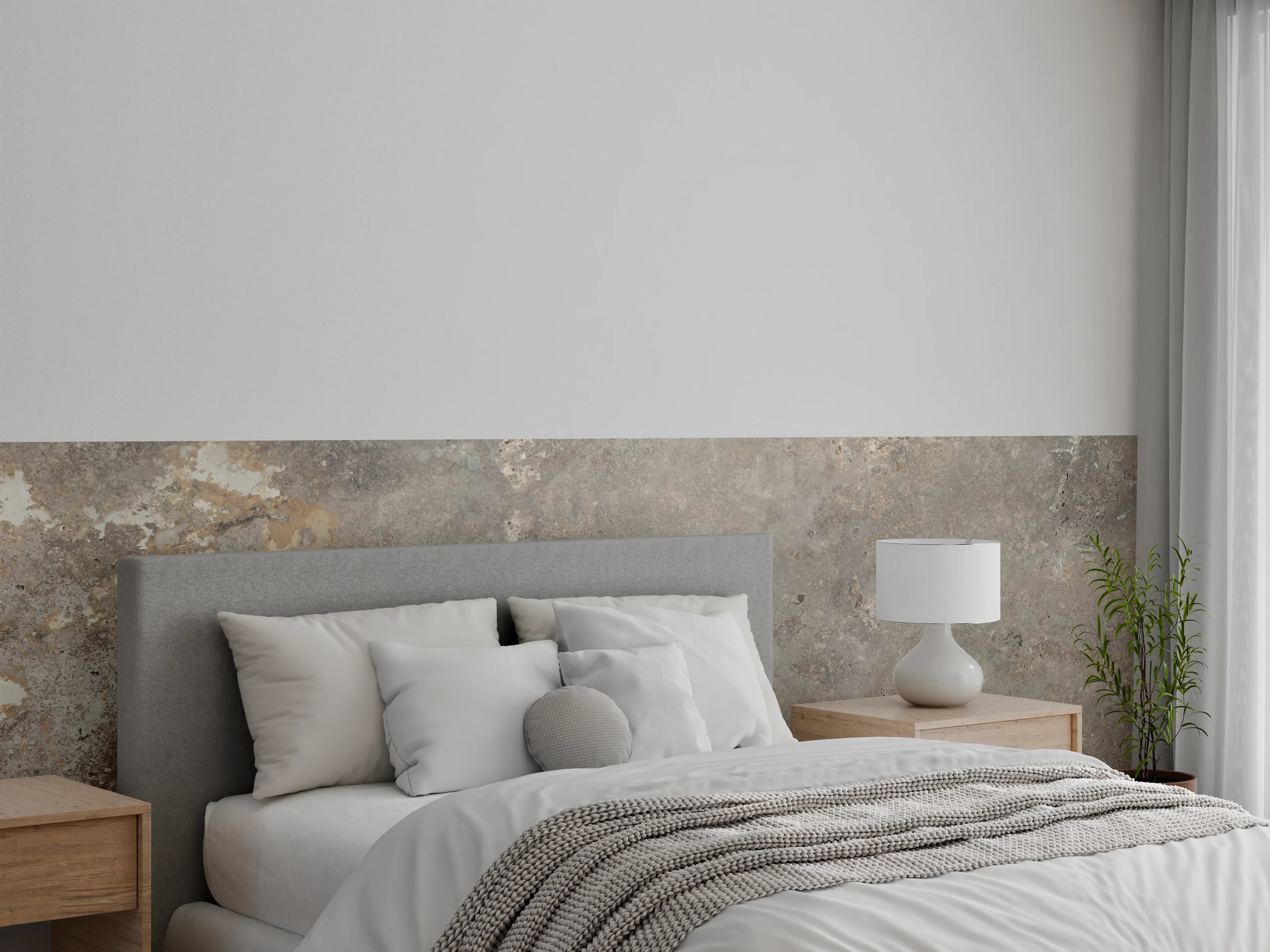 Wandverkleidung Schlafzimmer - Grau-Braune Steinwand-Textur